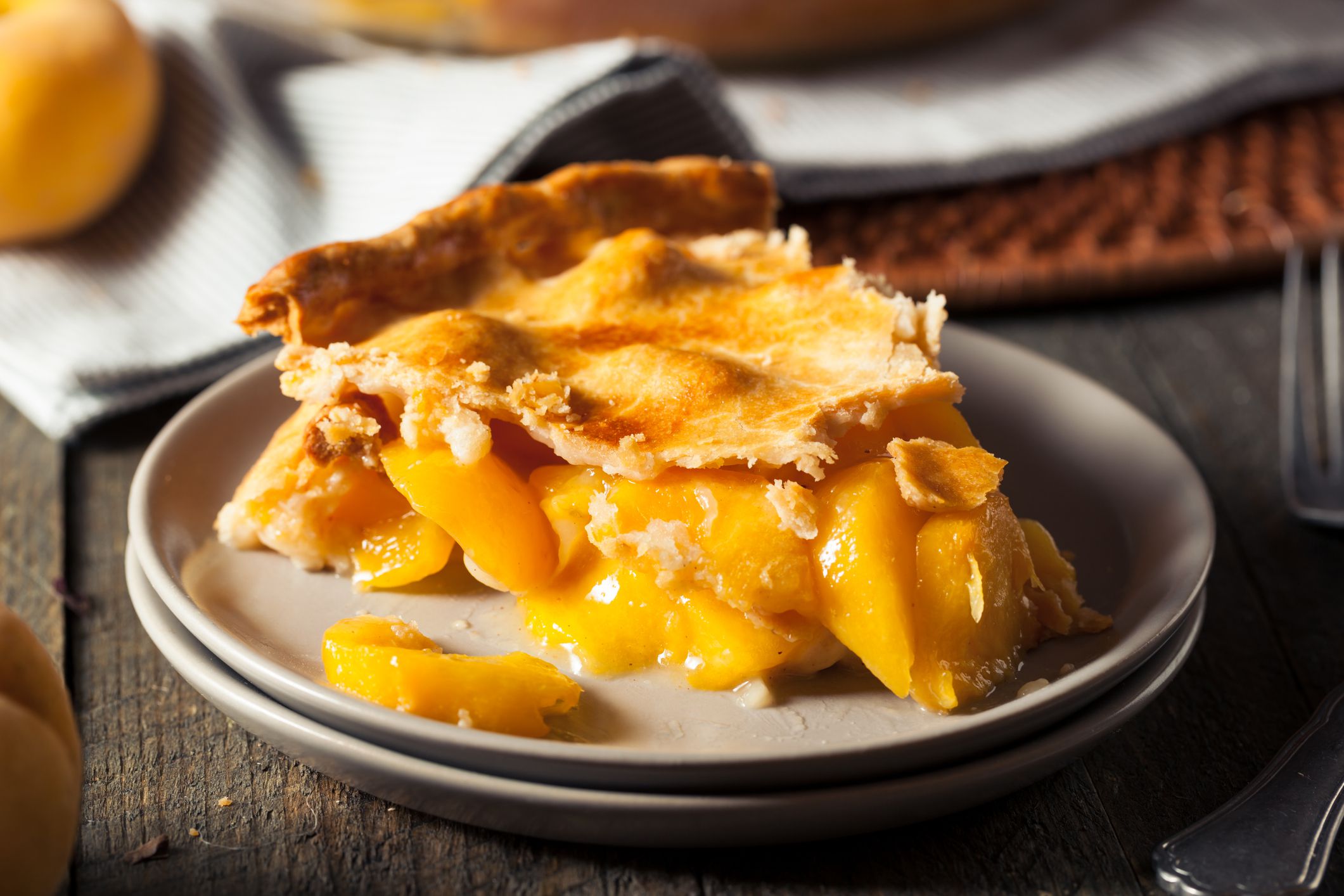 Homemade Warm Peach Pie Ready to Eat