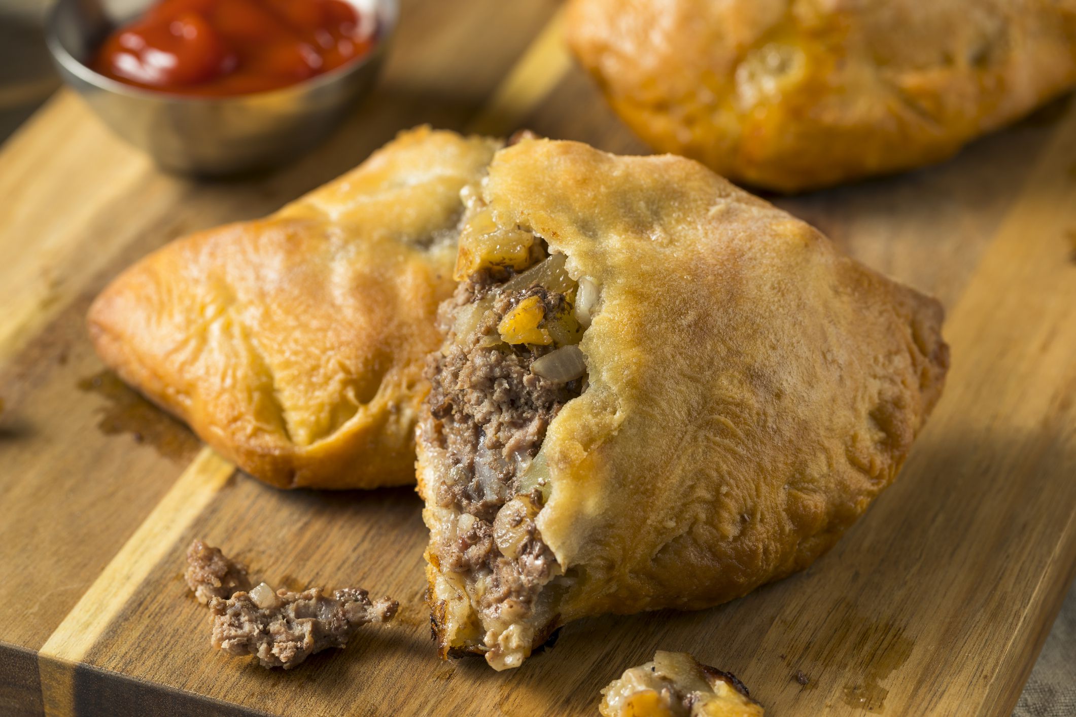 Homemade Upper MIchigan Pasty Meat Pie with Ketchup