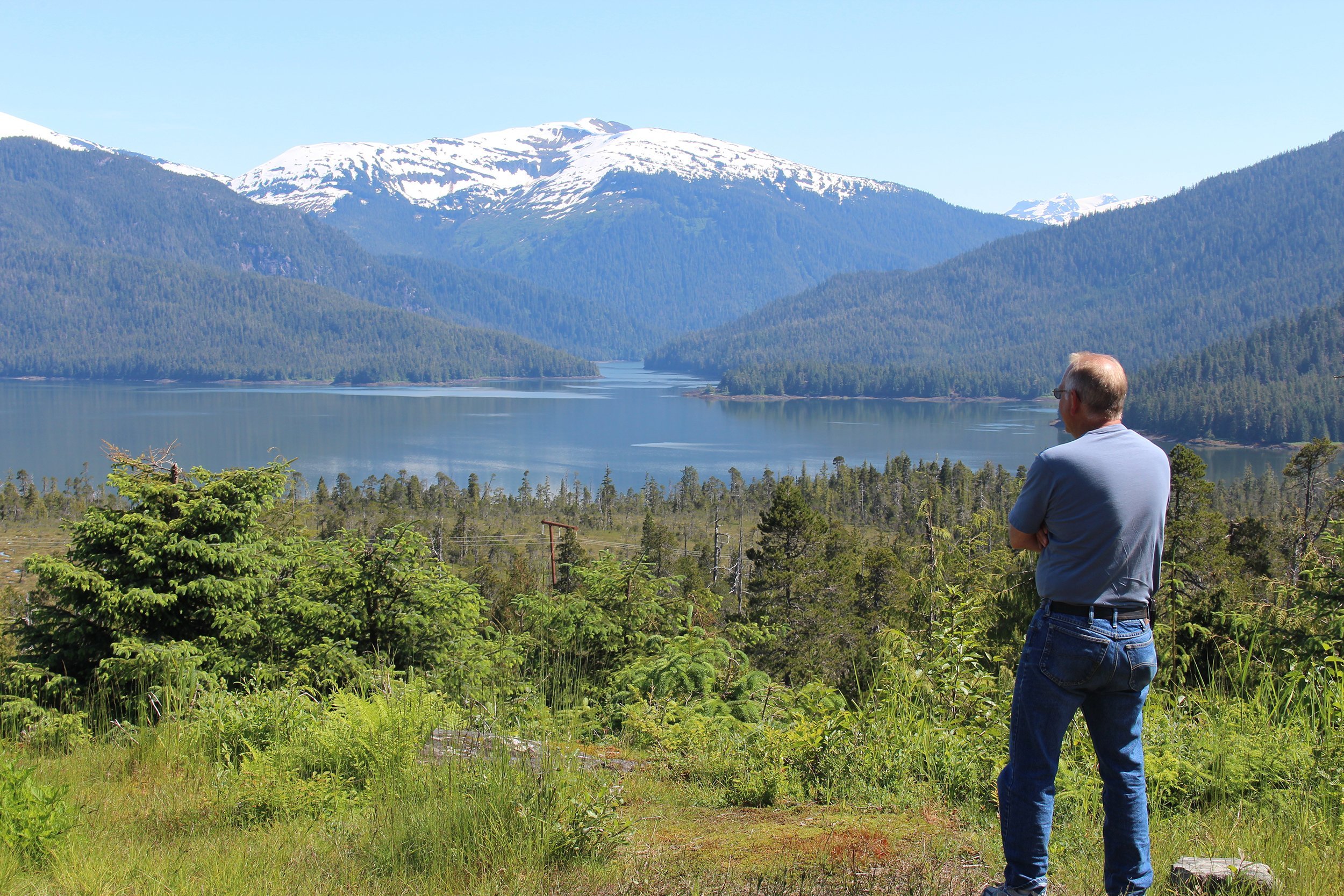 senior man admiring Alaska landscape
