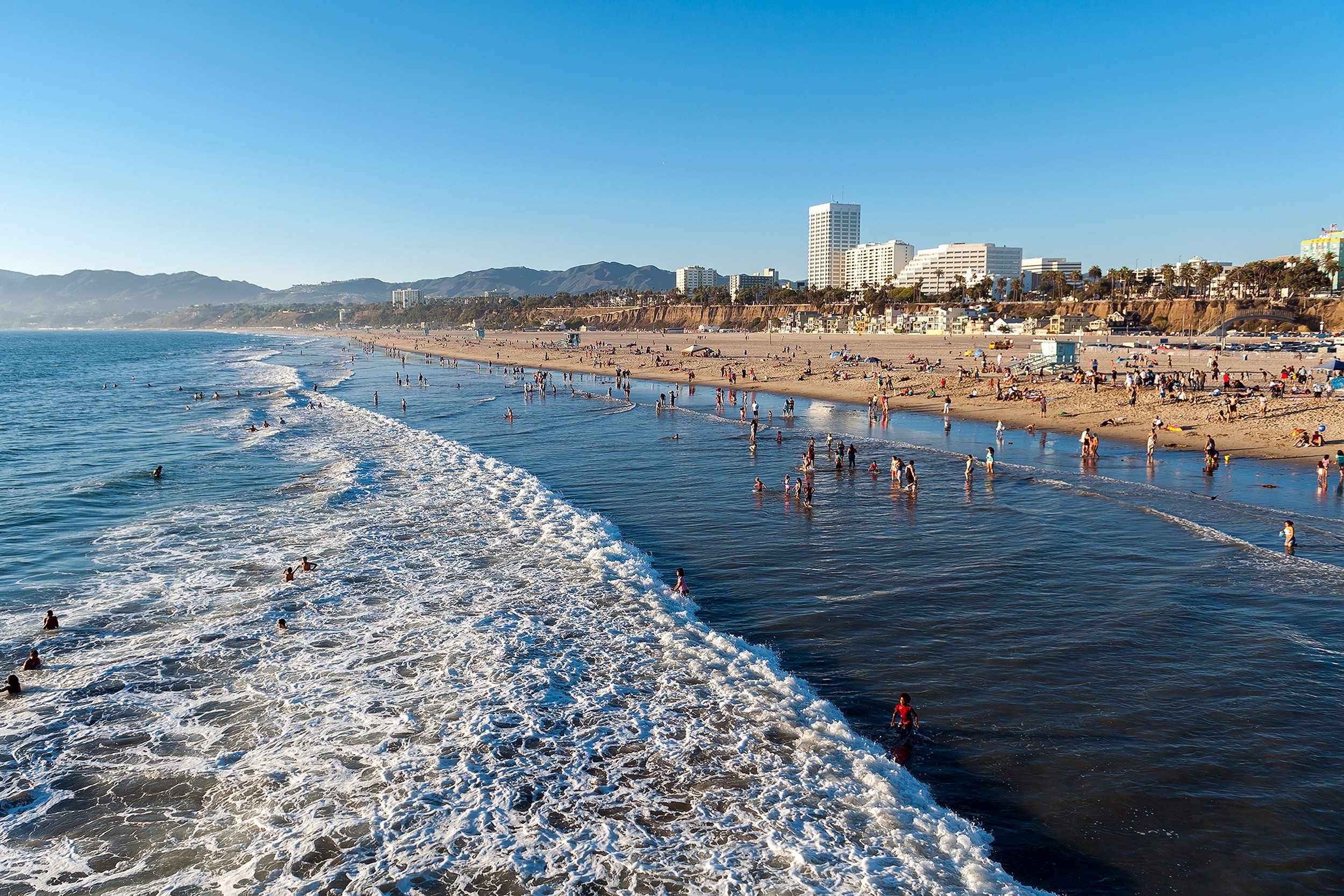 Santa Monica Beach and Pier in Santa Monica, California