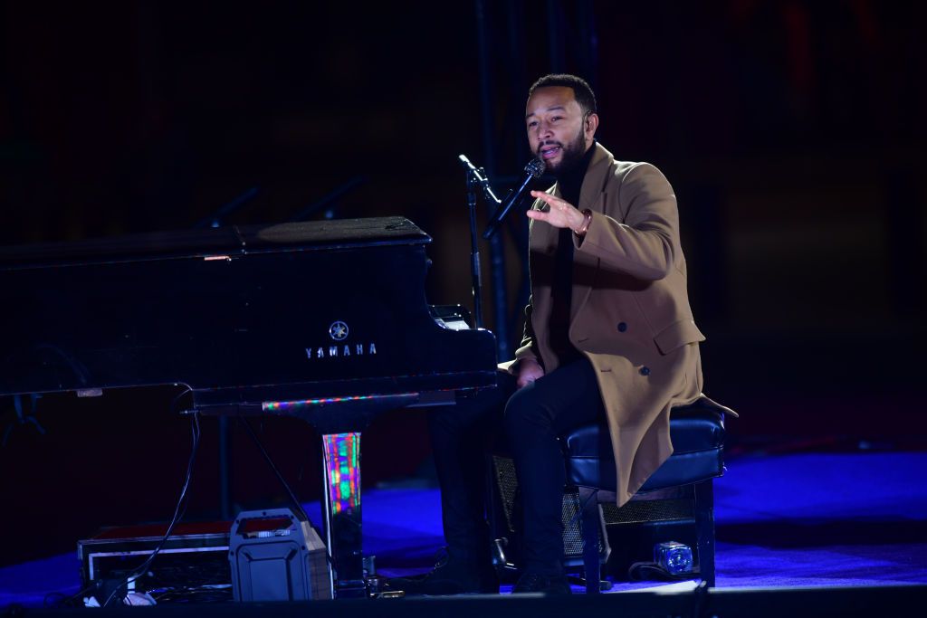 Singer John Legend performs before Democratic vice presidential nominee Sen. Kamala Harris (D-CA) speaks at a drive-in election eve rally on November 2, 2020 in Philadelphia, Pennsylvania.