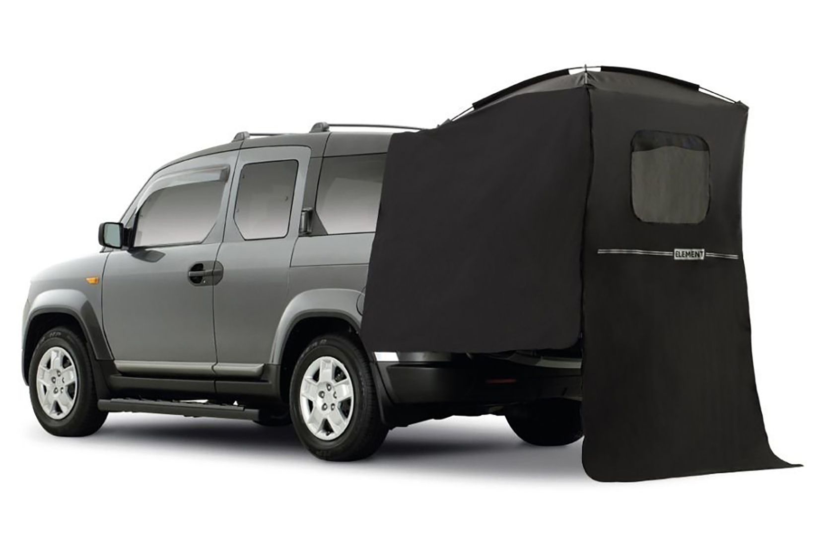 Gray Honda Element with tent.