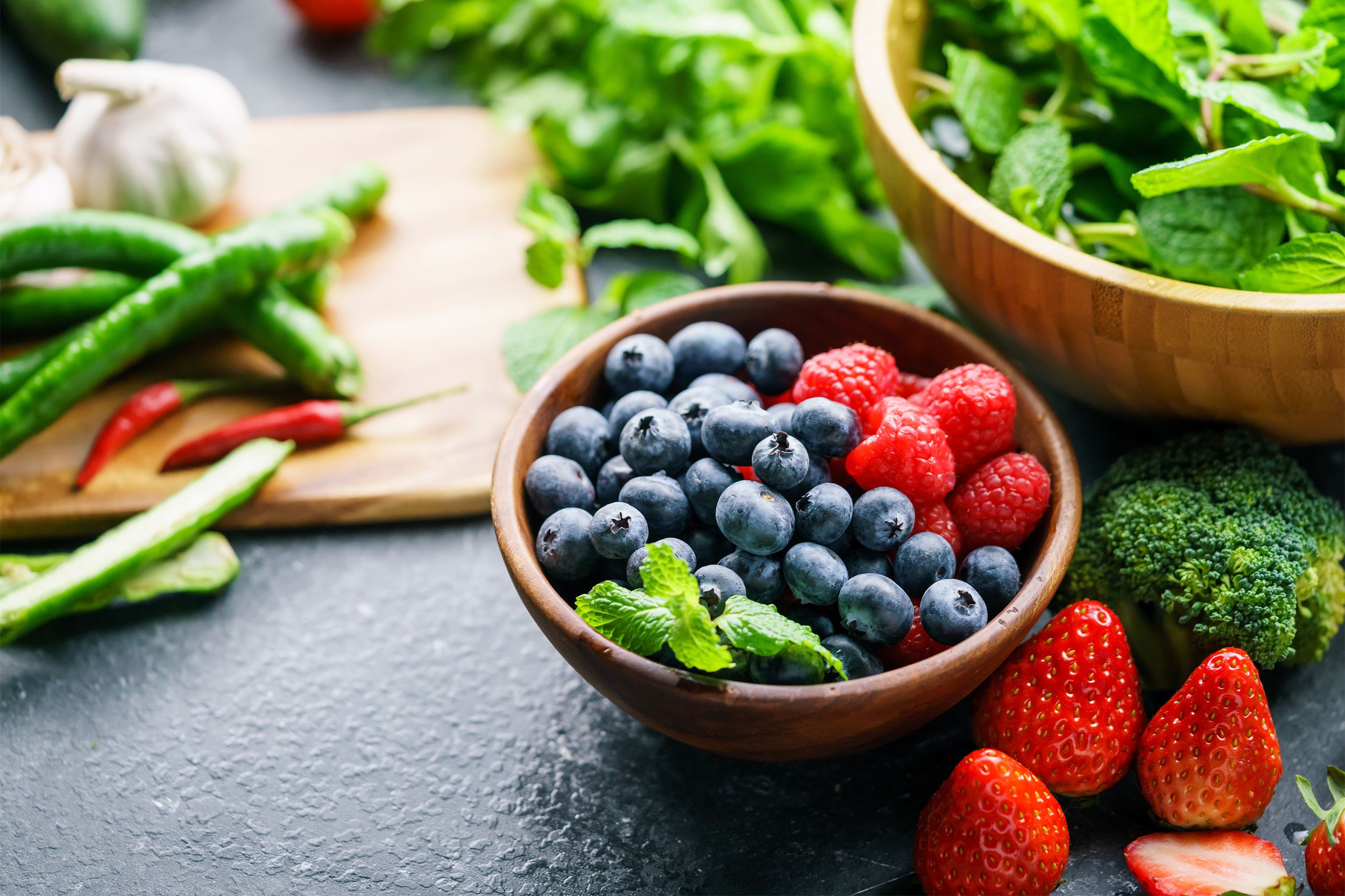 Mixed berries and vegetables