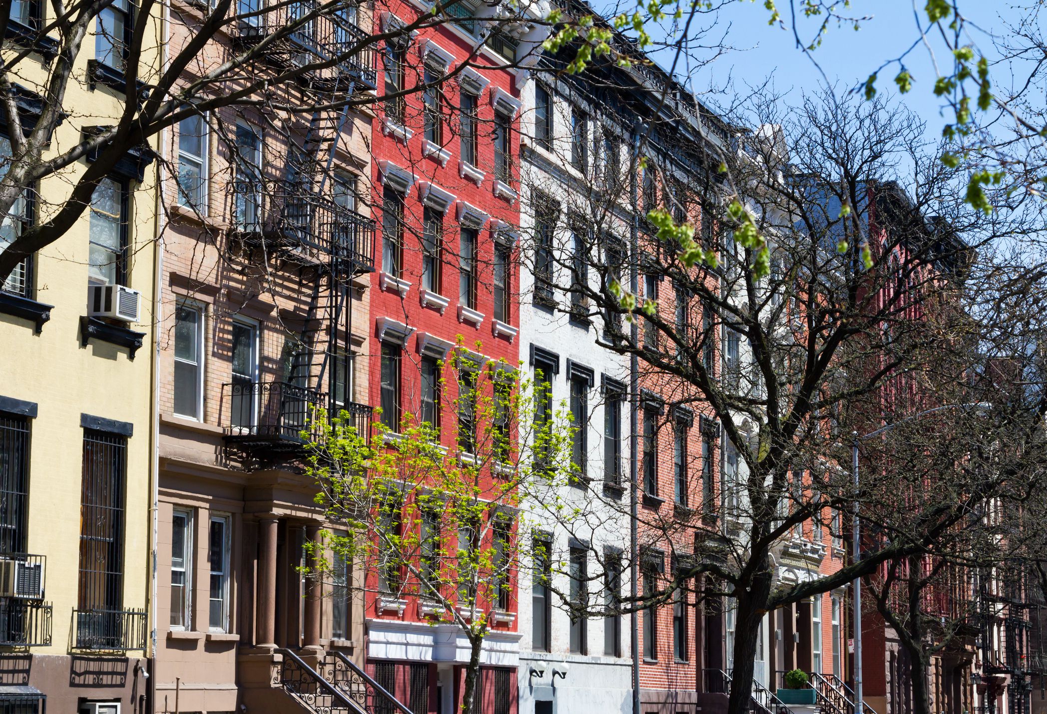 Row of buildings on a block near Tompkins Square Park in Manhattan, New York City