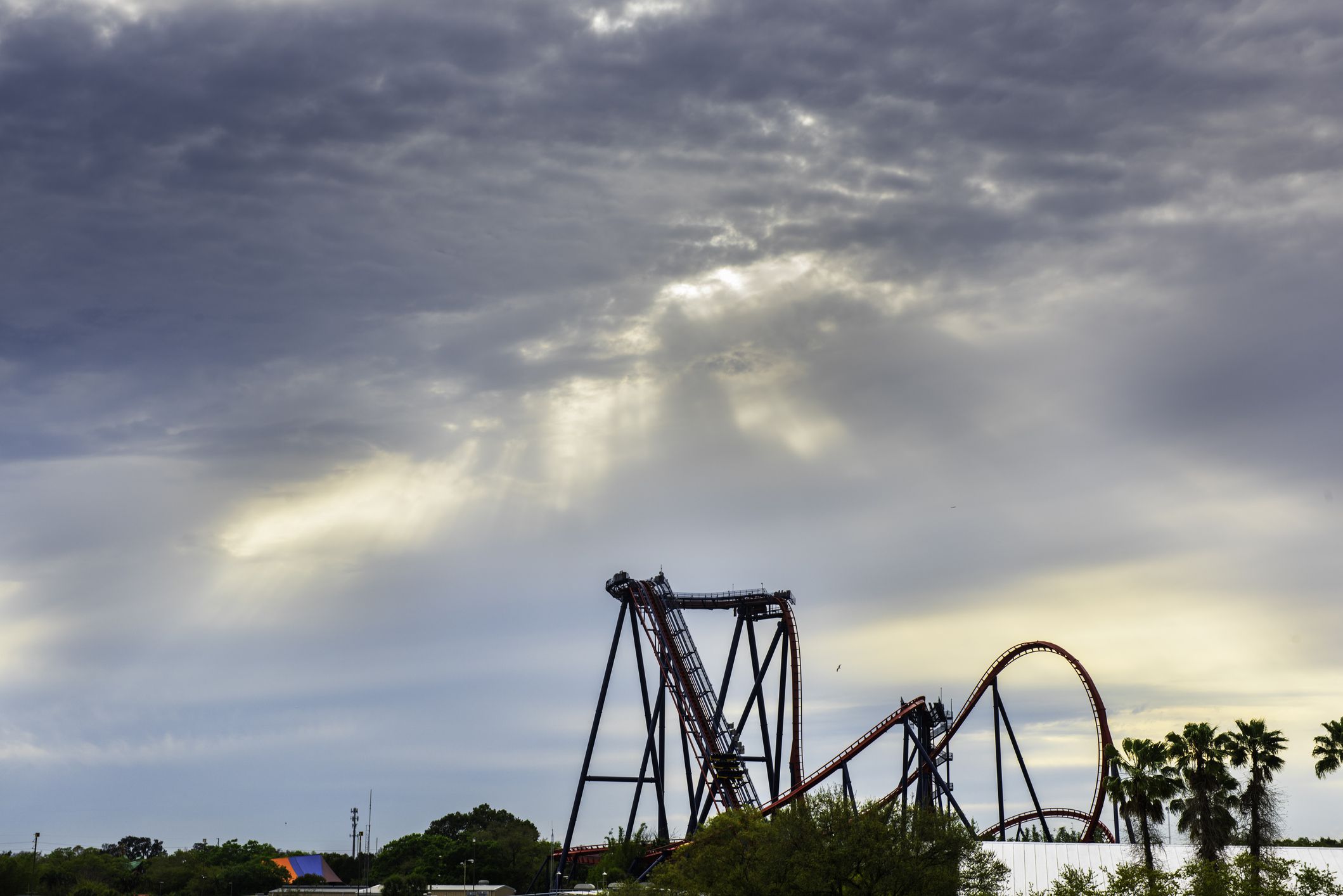 Tampa, USA - March 19, 2016: People were riding a roller coaster in the Busch Gardens.