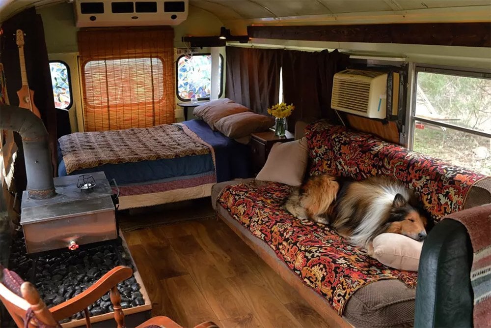 Cozy School Bus Conversion in Shepherdstown, West Virginia