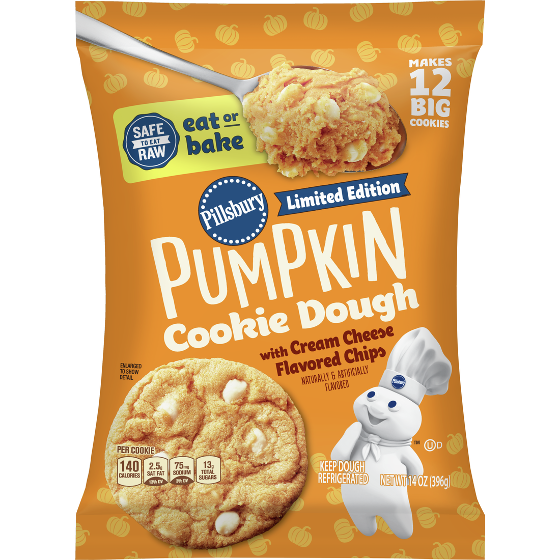 Pillsbury Ready-to-Bake Pumpkin Cookies with Cream Cheese-Flavored Chips