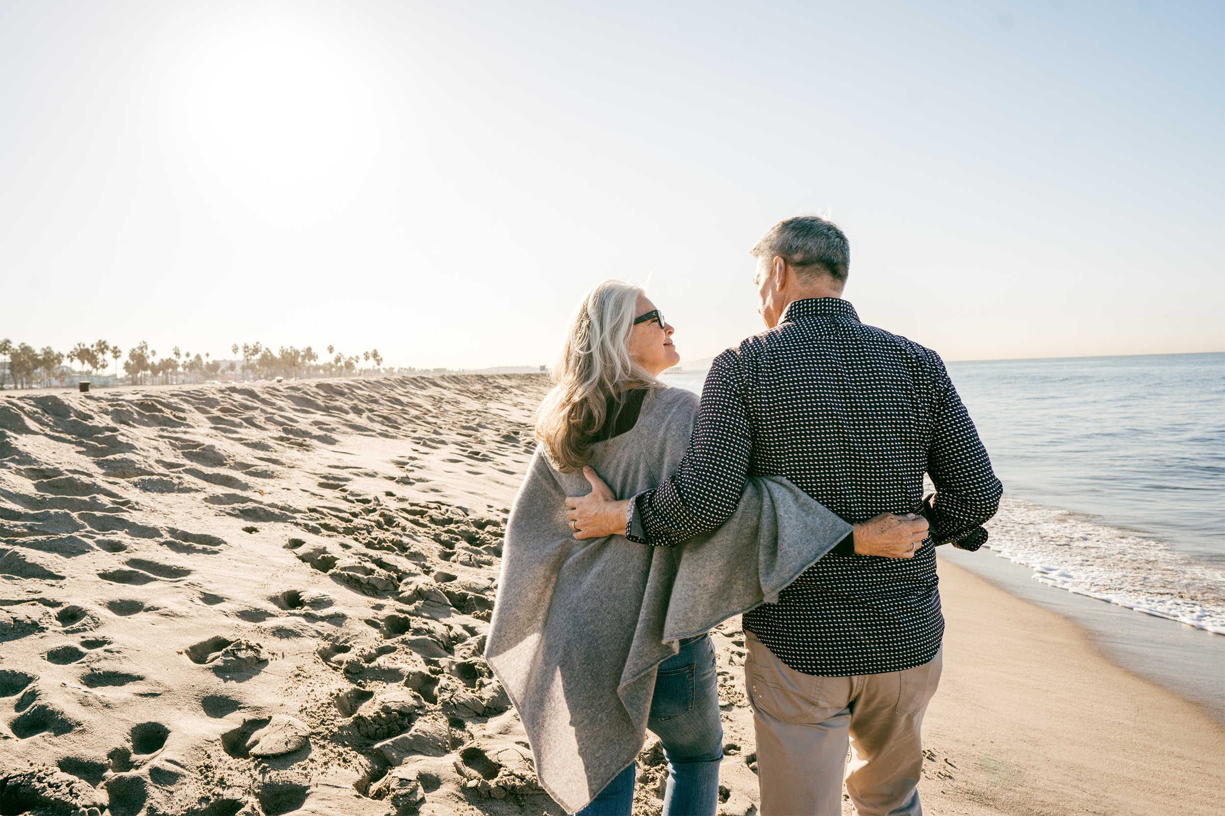 Retired couple on the beach
