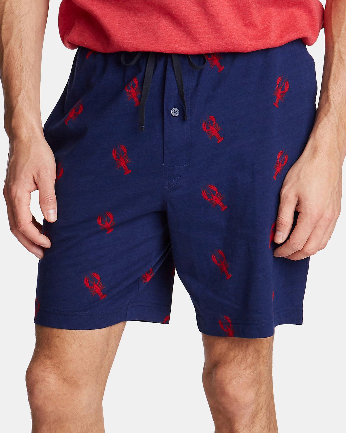 Men's Cotton Lobster-Print Pajama Shorts