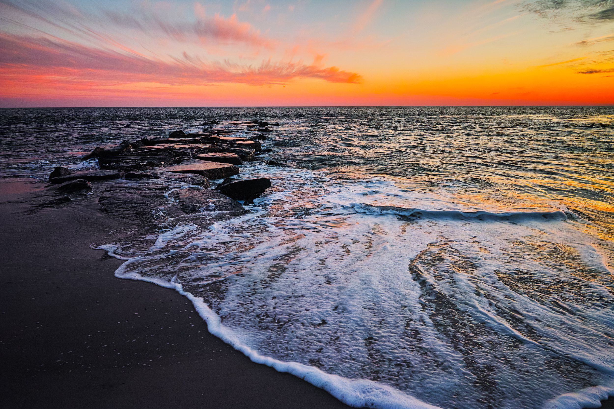 Beach during sunset at Cape May, New Jersey