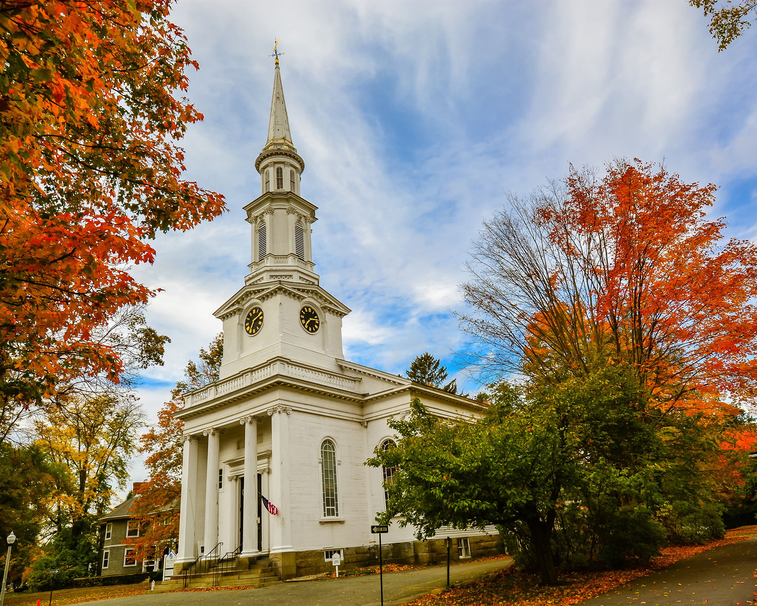 White church on an autumn day Lexington, Kentucky