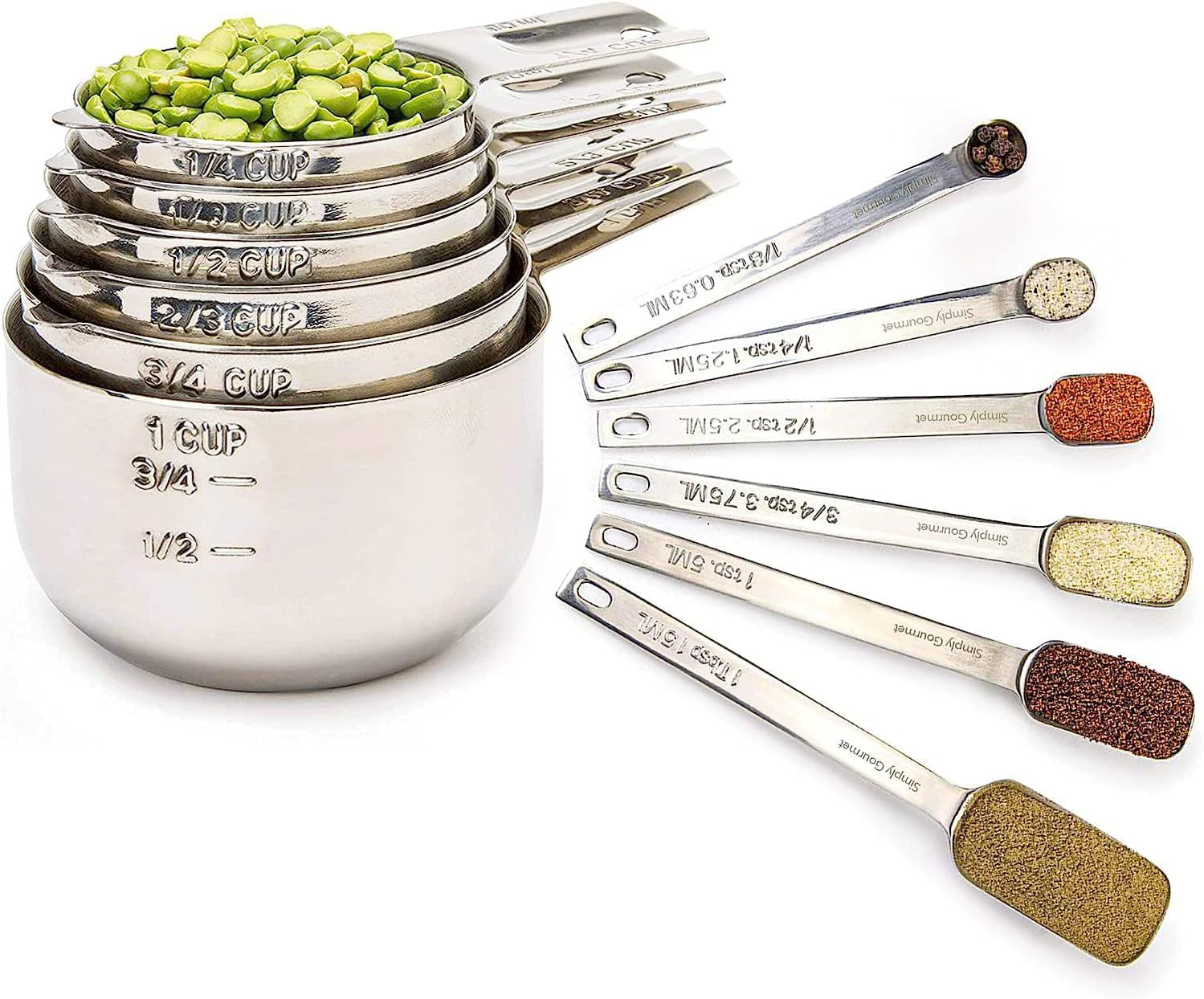 Simply Gourmet Stainless Steel Measuring Cups and Spoons, Set of 12
