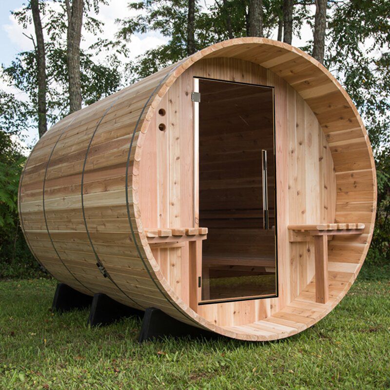 Almost Heaven Huntington Cedar 6-Person Electric Canopy Barrel Sauna