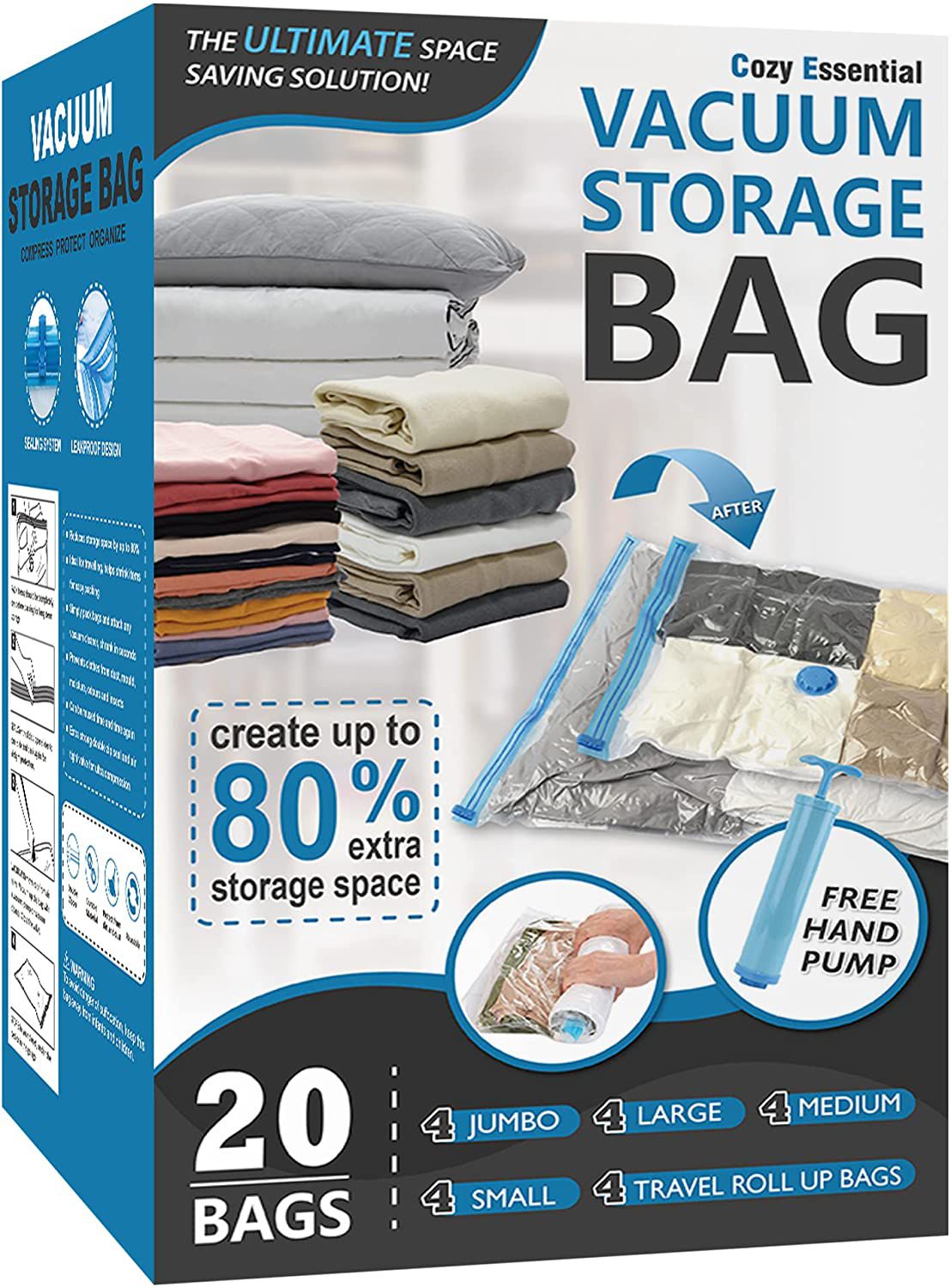 Cozy Essential 20 Pack Vacuum Storage Bags B0973DGD8P