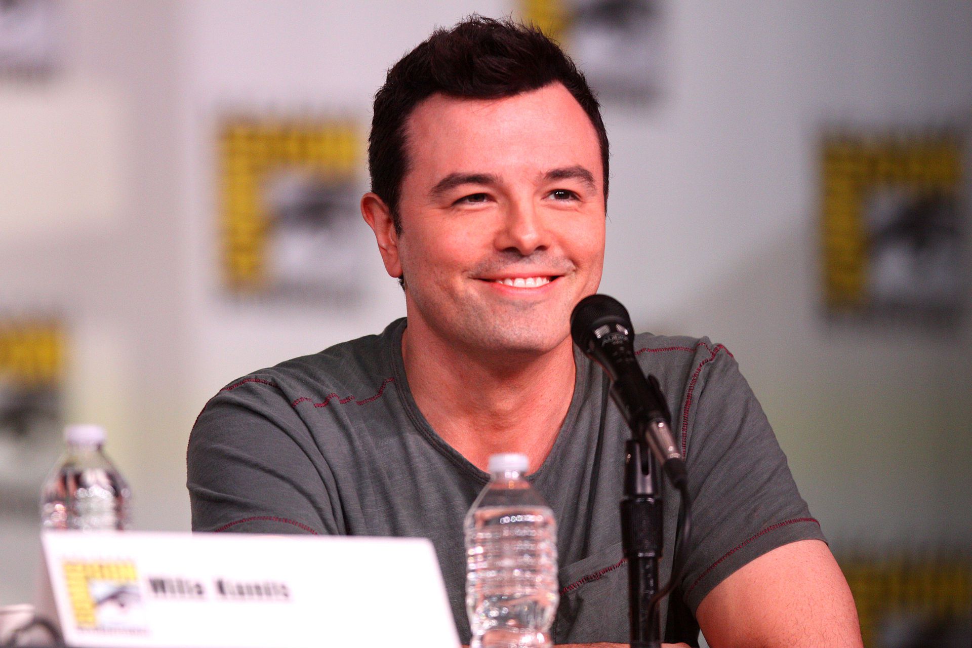 Seth MacFarlane speaking at the 2012 San Diego Comic-Con International in San Diego, California. Please attribute to Gage Skidmore if used elsewhere.