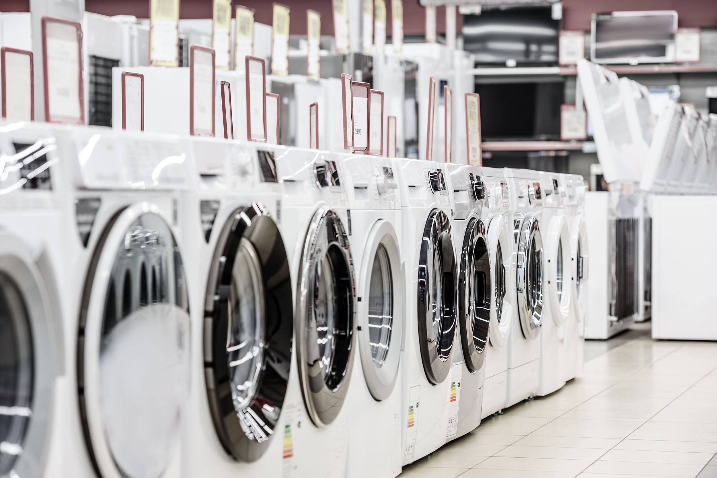 Washing machines in a store