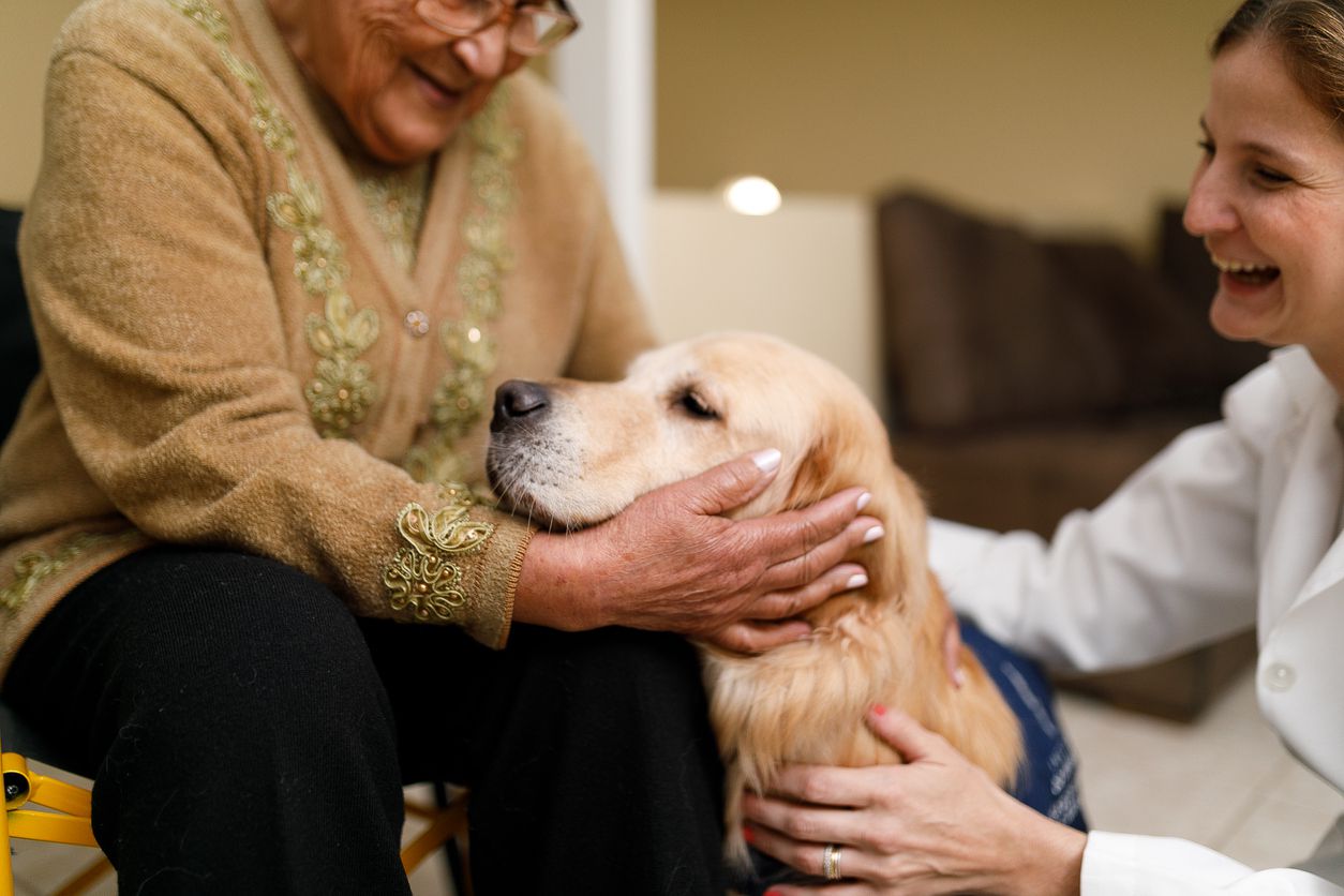 senior with dog
