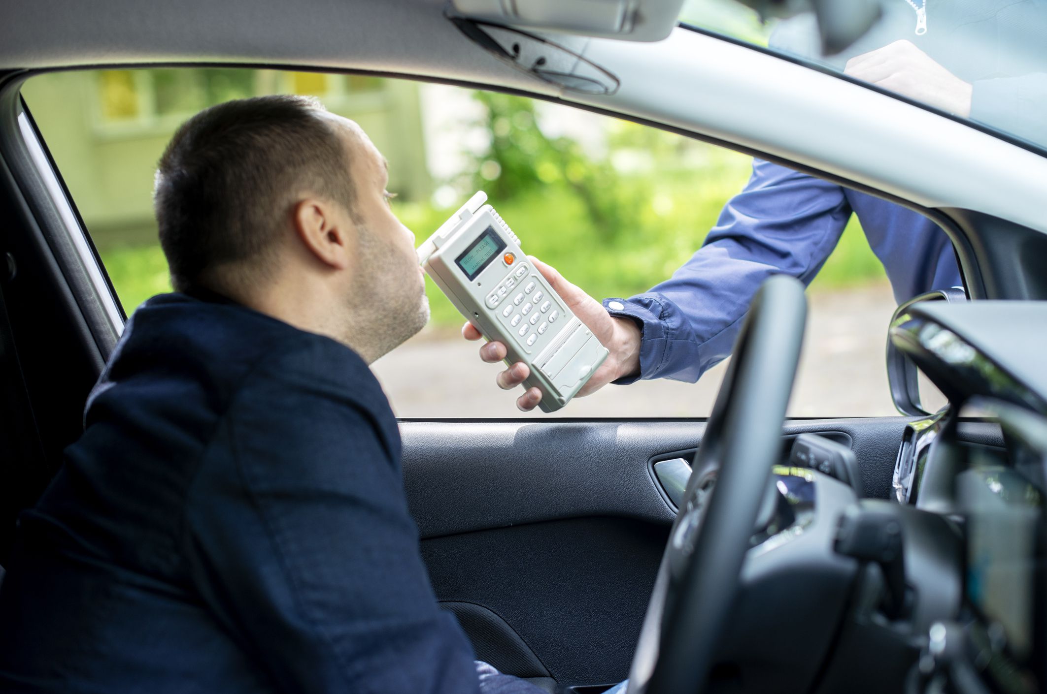 Driver due to being subject to test for alcohol content with use of breathalyzer