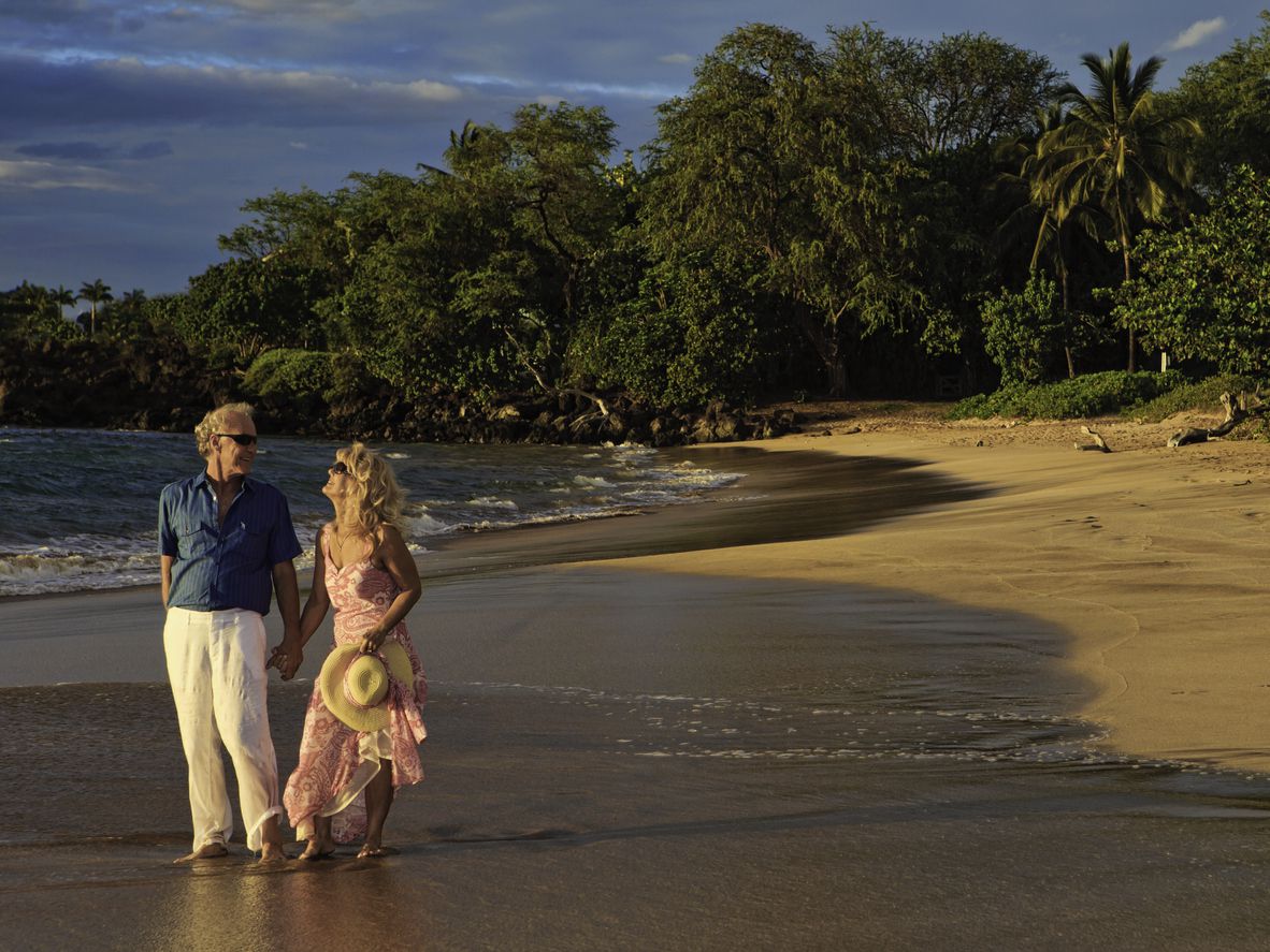 senior couple on beach