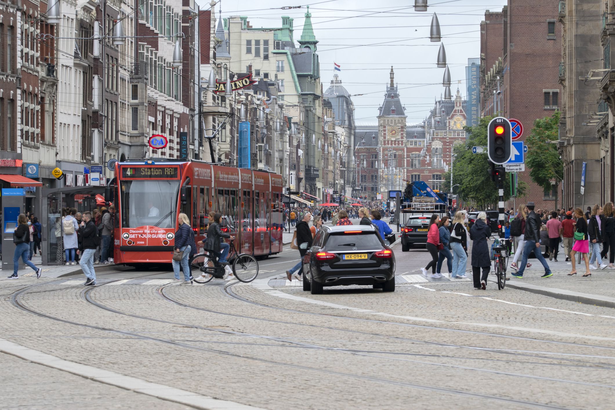 Tram 4 At The Damrak Street At Amsterdam The Netherlands 18-8-2-2021