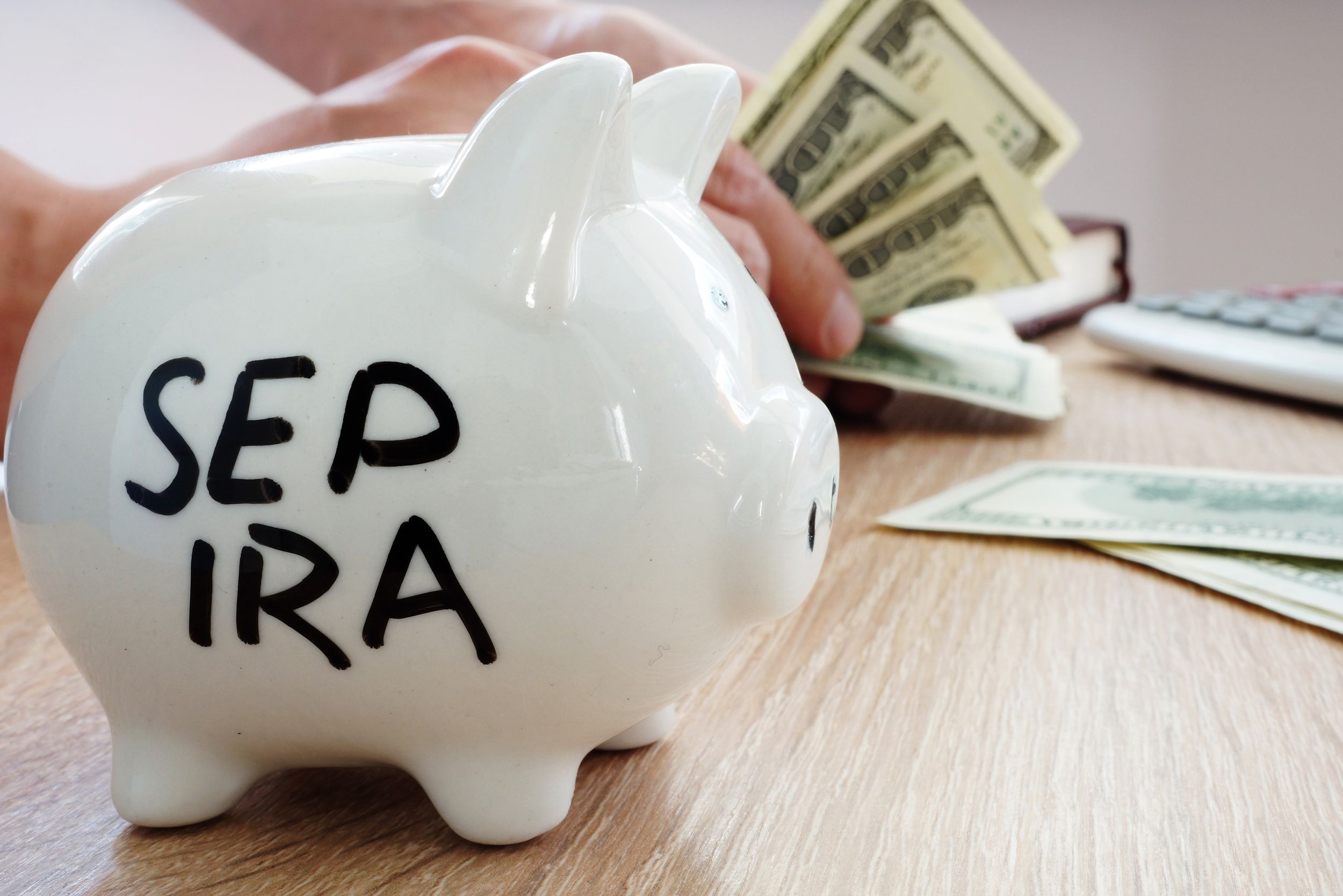 SEP IRA written on a piggy bank