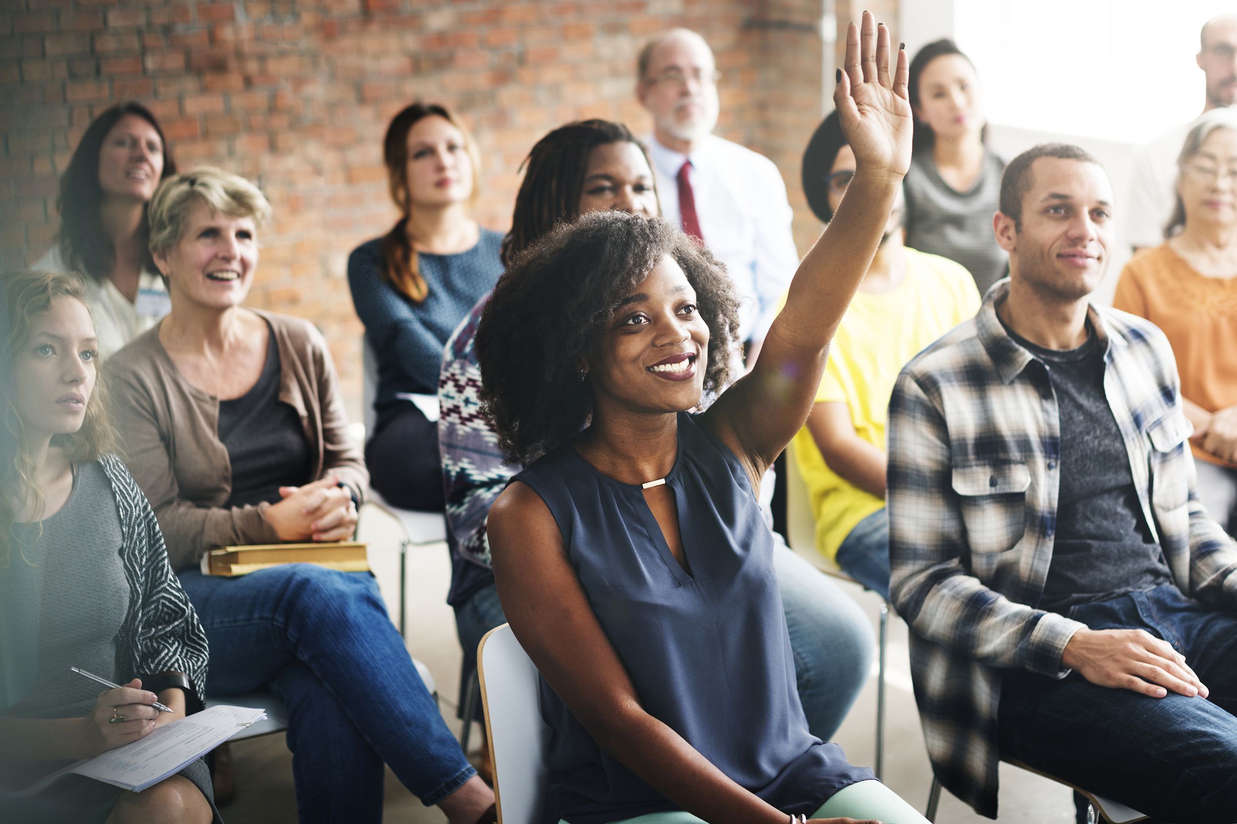 group of diverse audience in a class