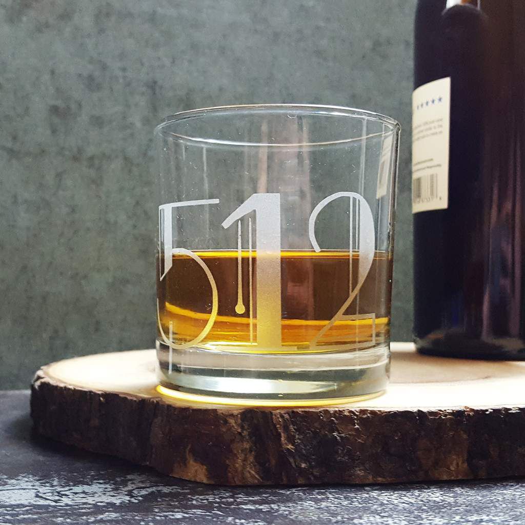 Art Deco-Etched Whiskey Glass