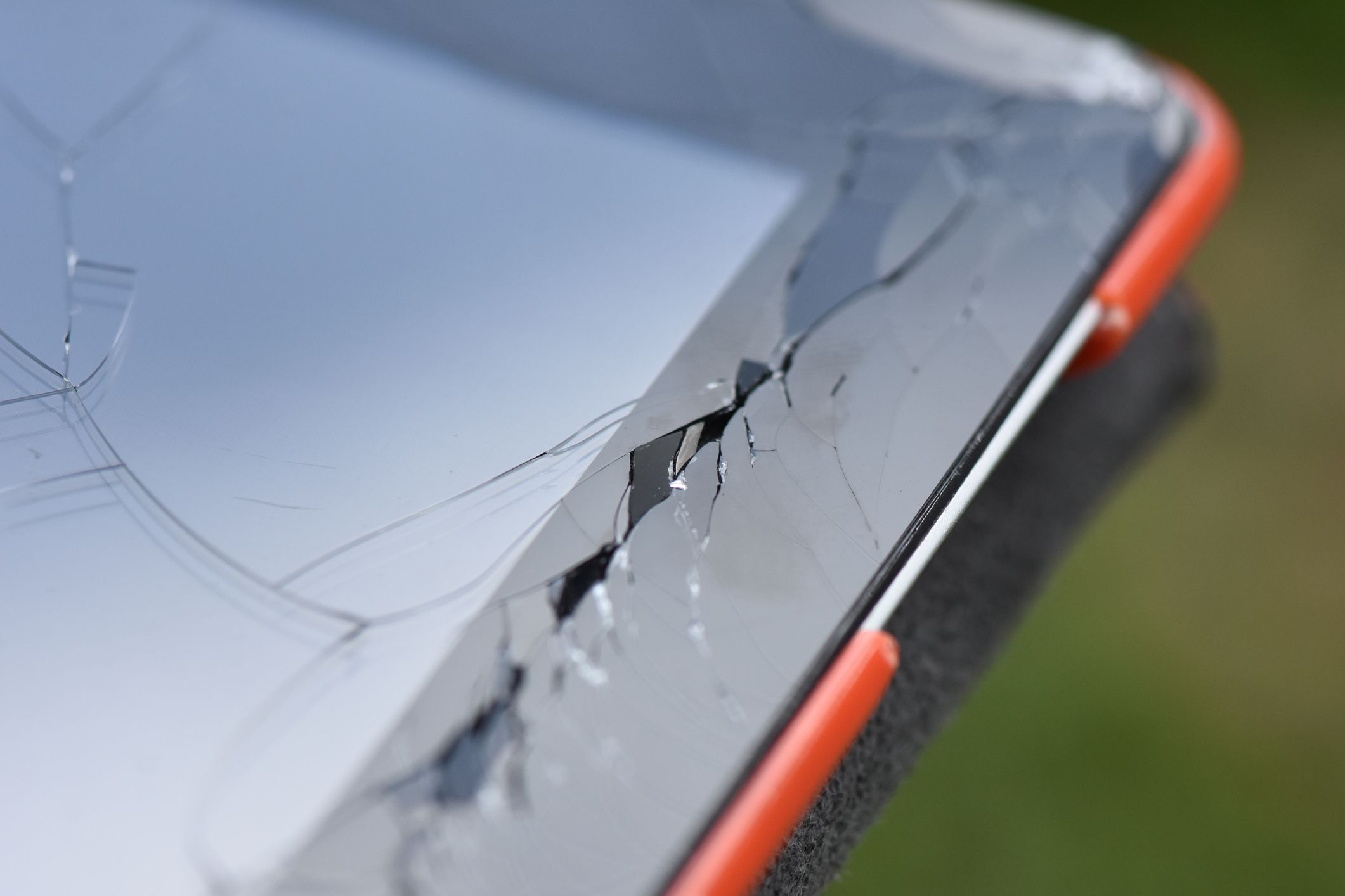 A broken tablet computer screen