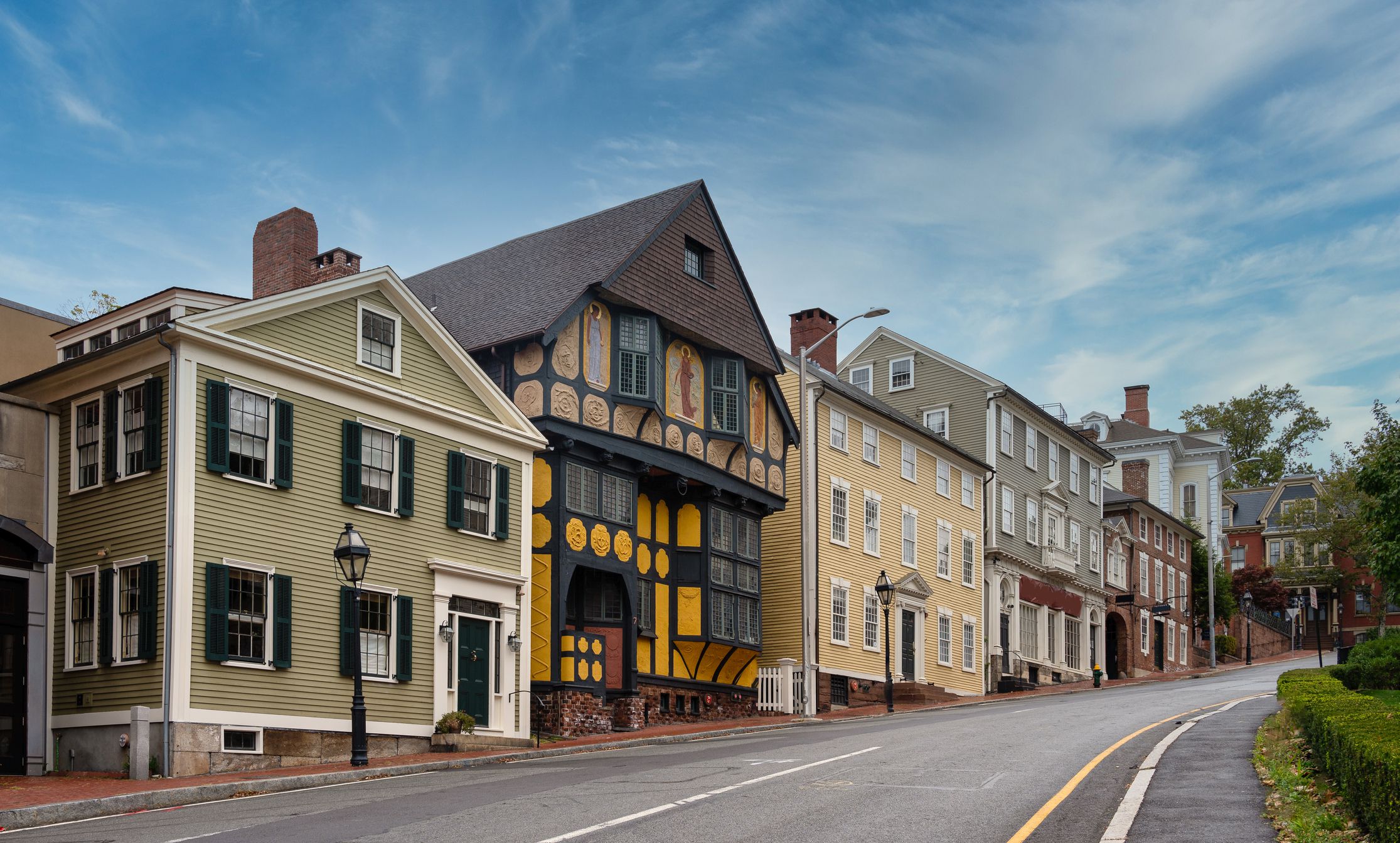 Street in College Hill Historic District in Providence, Rhode Island