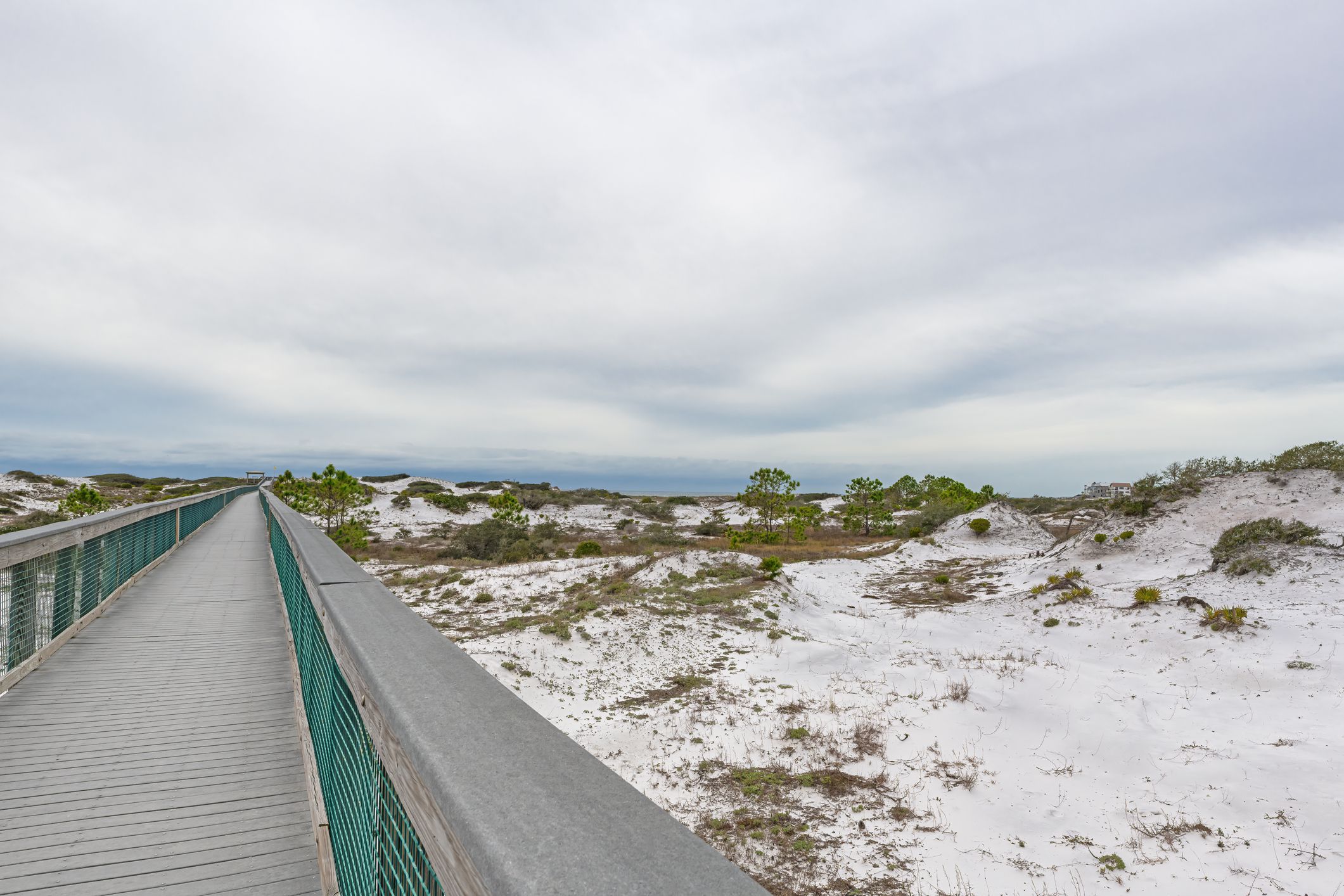Deer Lake State Park, South Walton County, Florida. Boardwalk to the beach. Sugar white sand dunes