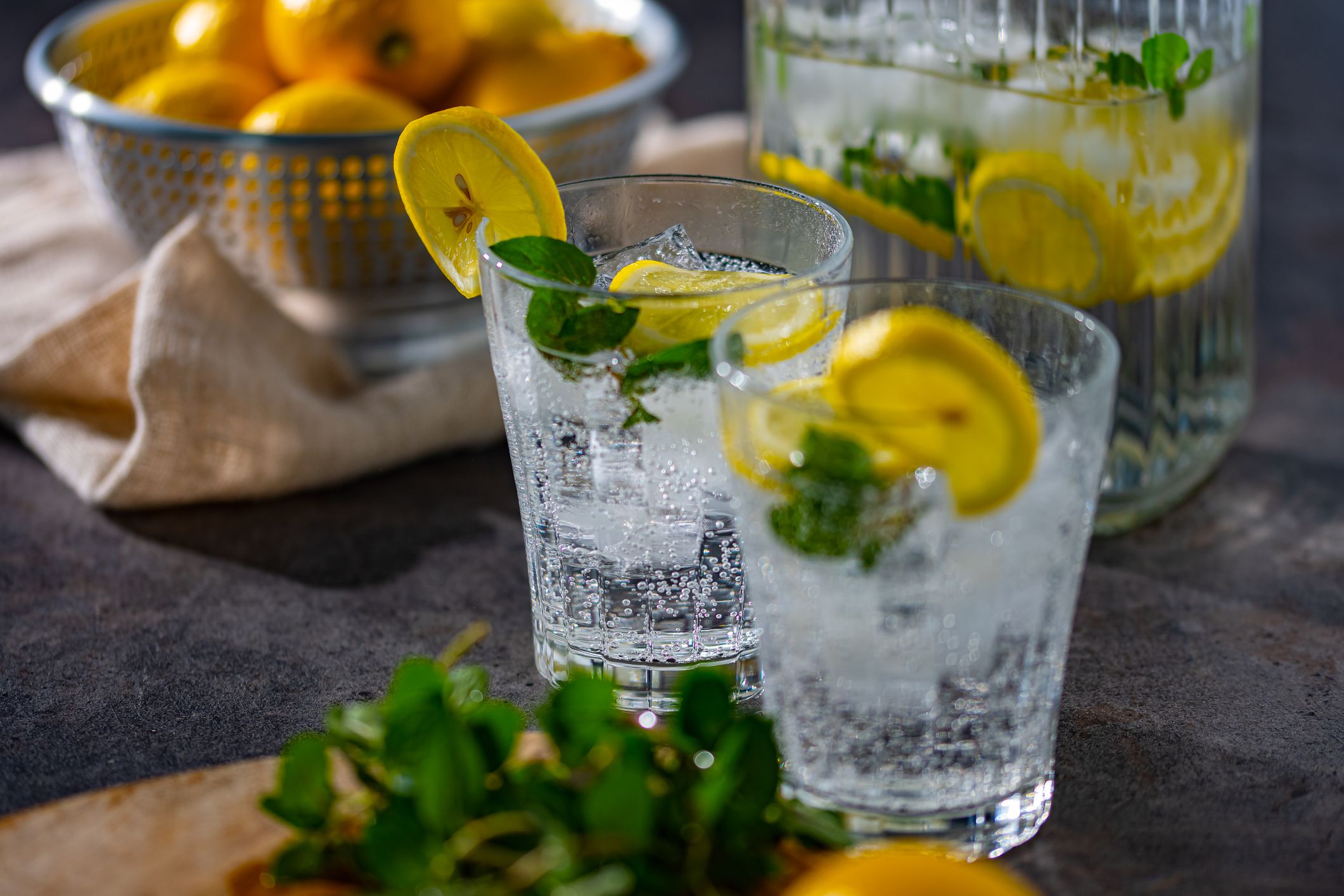 Cold refreshing lemonade.