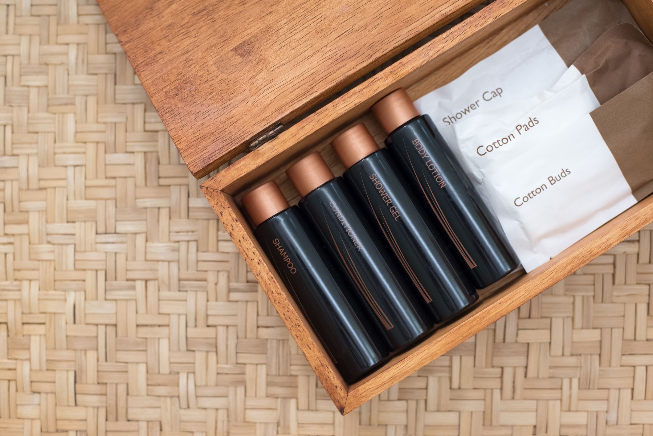 Luxury Hotel Amenity Set in a Wooden Box