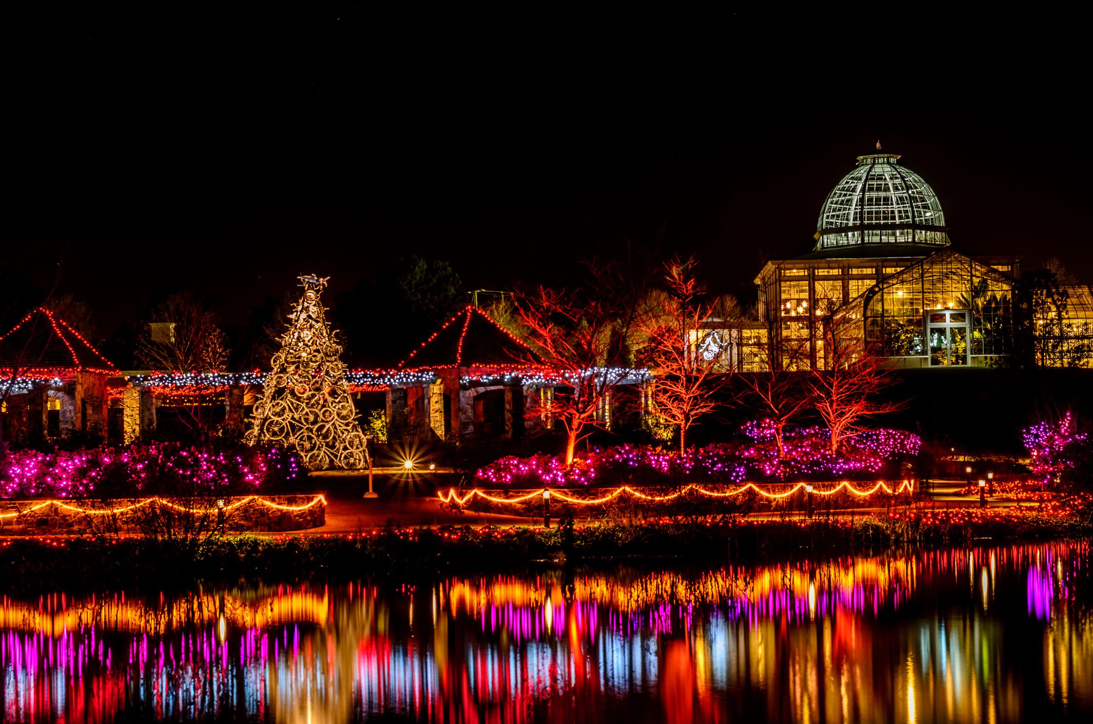 Richmond, USA - November 30, 2014: The Dominion GardenFest of Lights at the Lewis Ginter Botanical Gardens. This year the garden celebrates its 30th anniversary