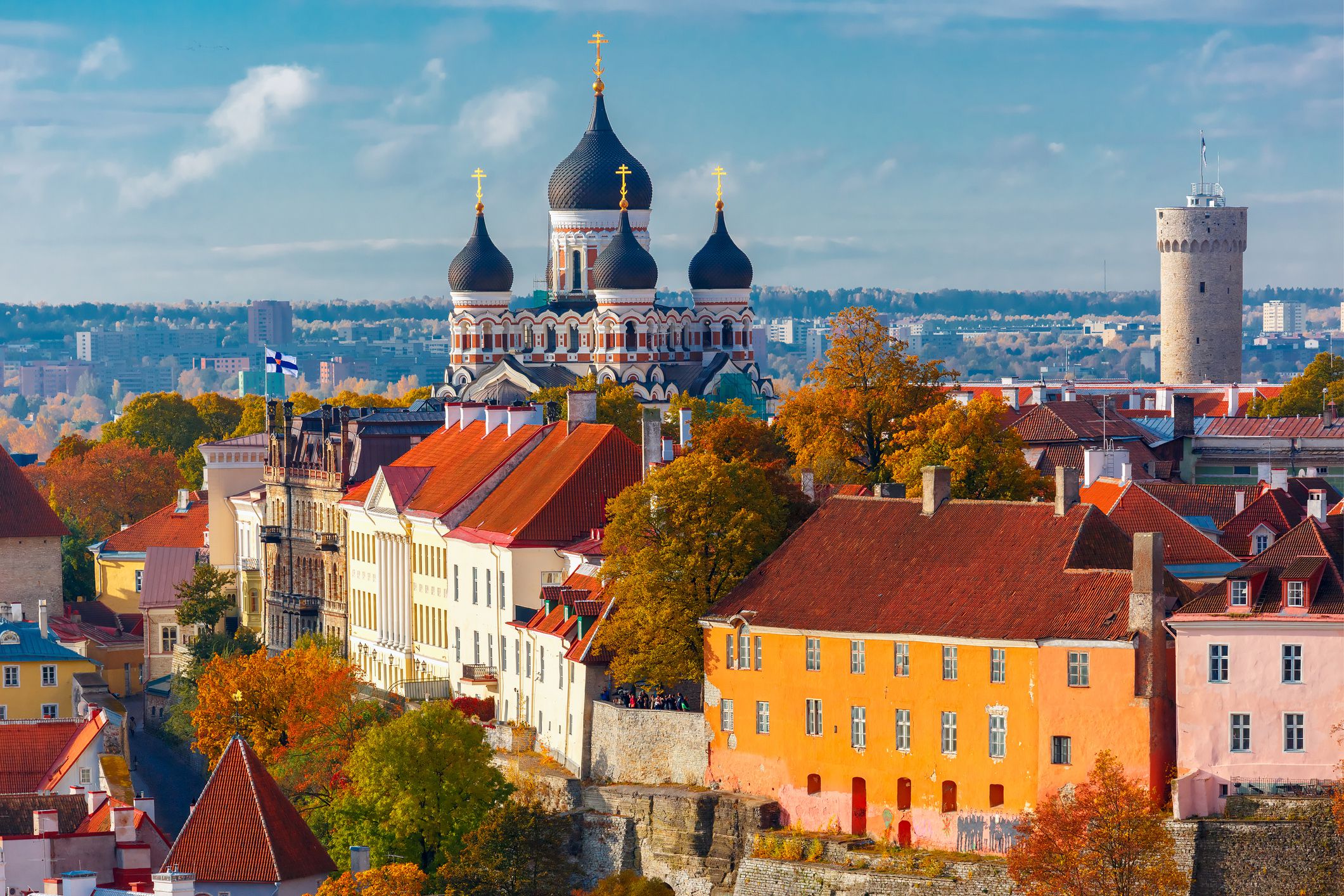 aerial view of old town, tallinn, estonia
