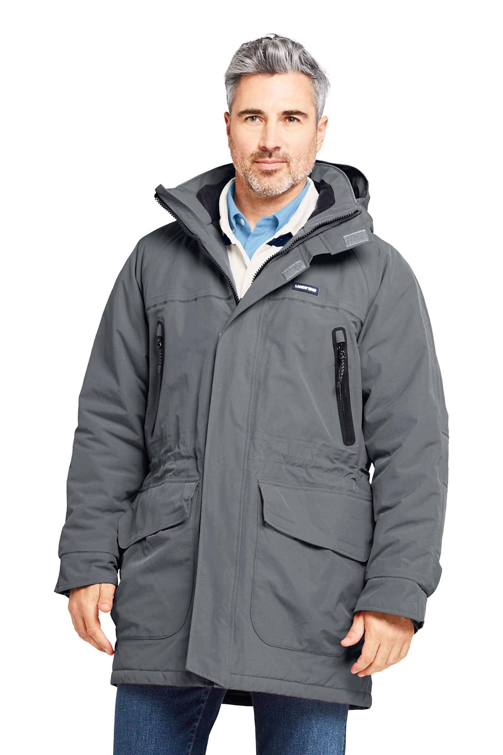 Men's Waterproof Squall Parka in Arctic Gray from Land's End