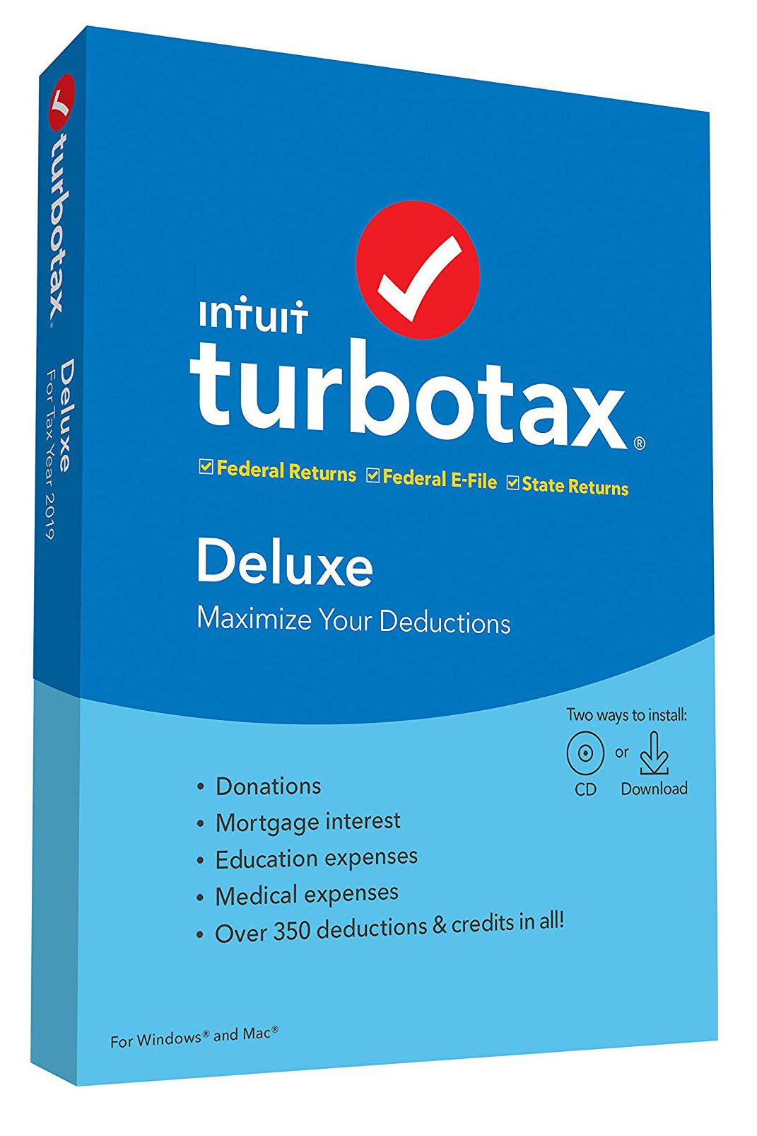 TurboTax Tax Software Deluxe + State 2019