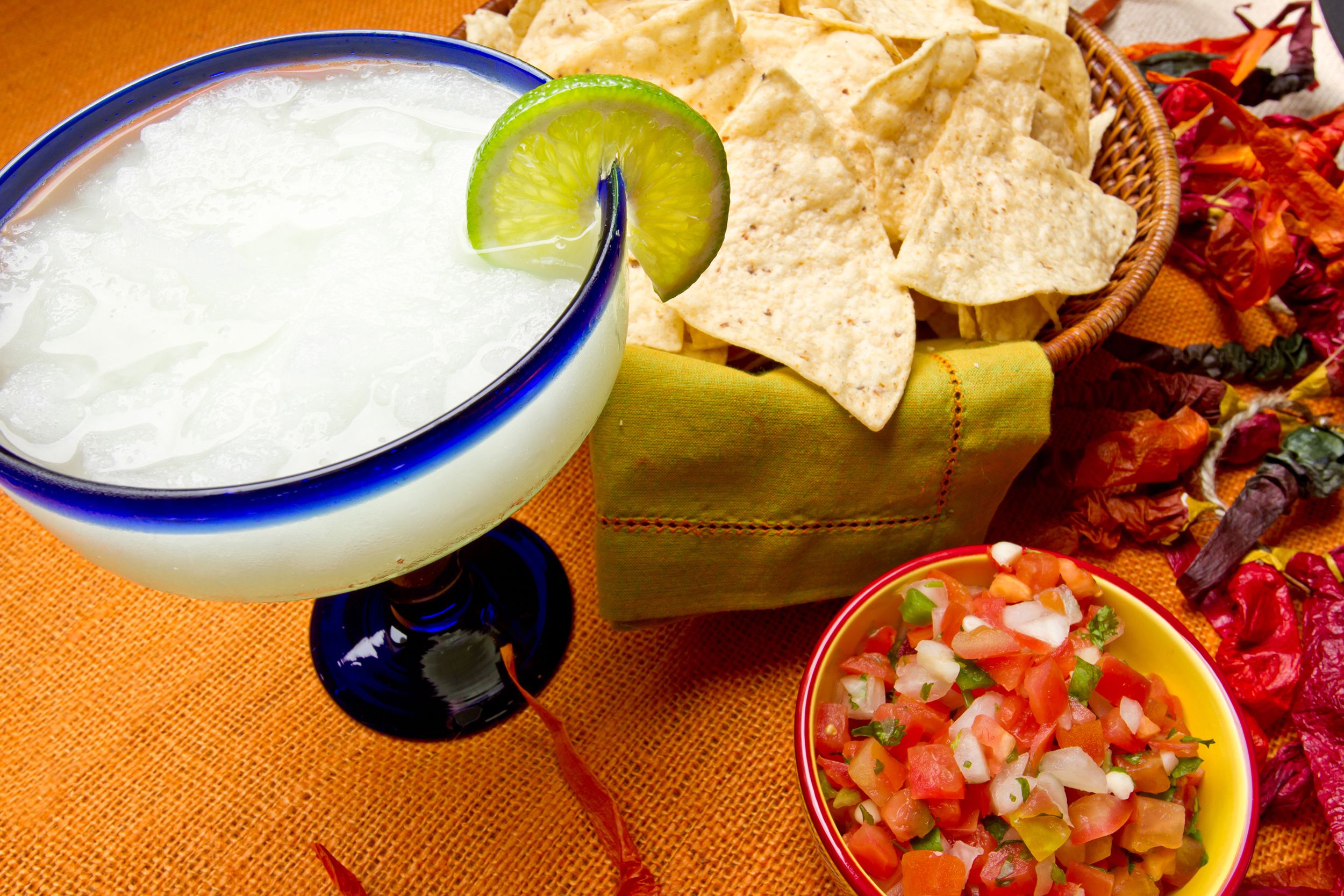Margarita with chips and salsa