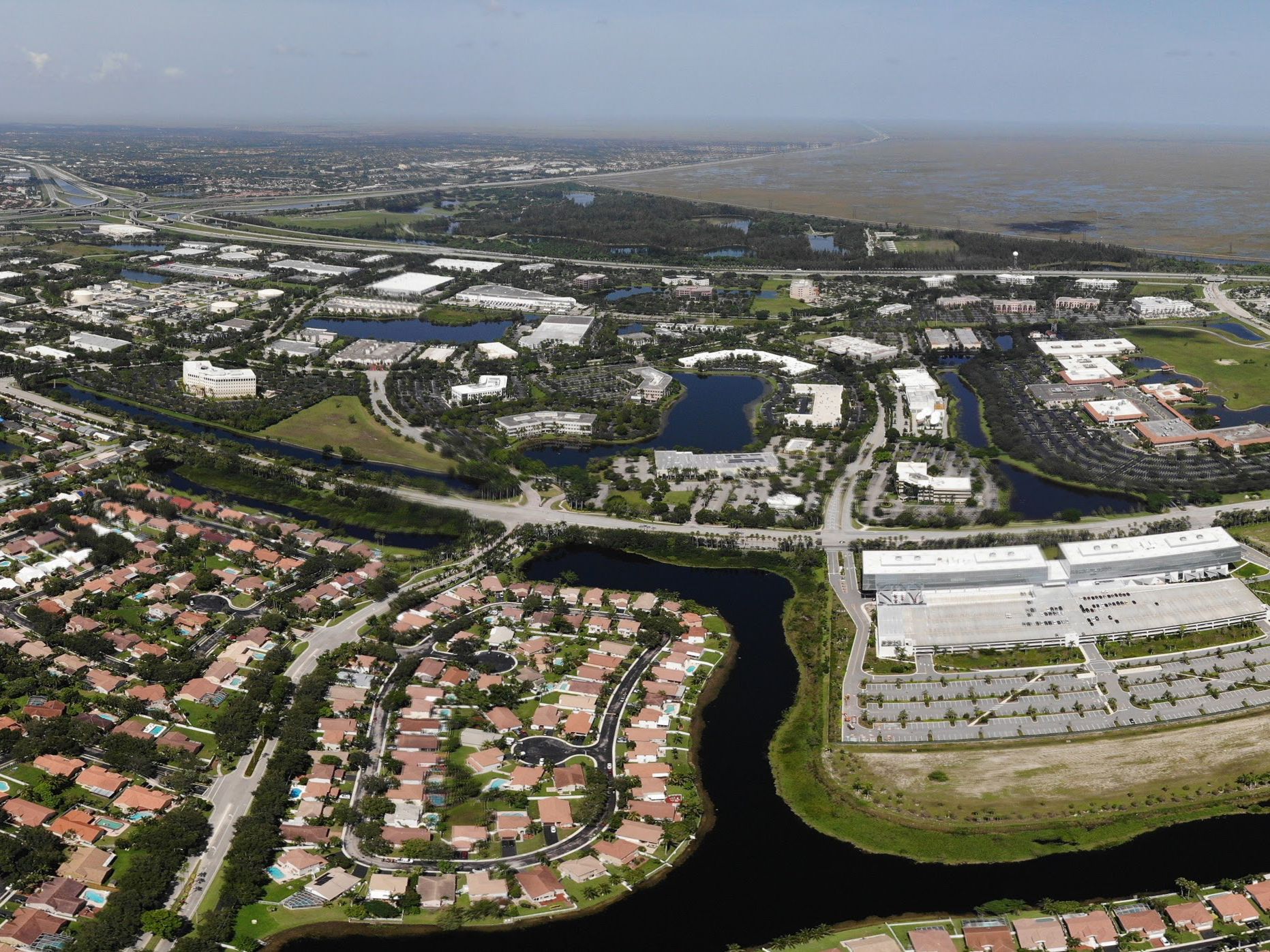 Aerial View of Sawgrass Corporate Parkway in Sunrise, FL