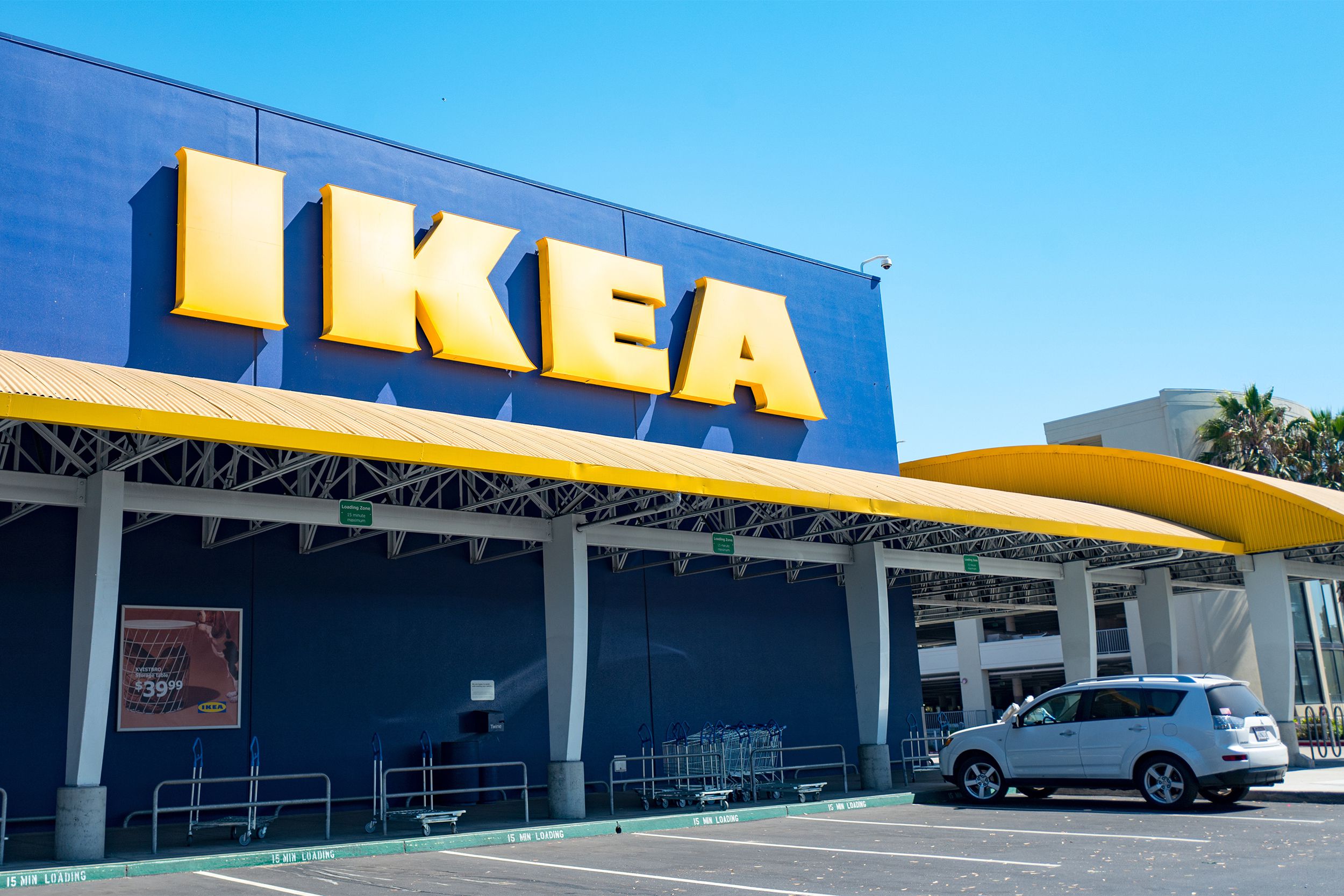 Car parked outside of Ikea