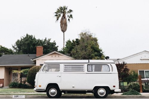 rv parked in the city