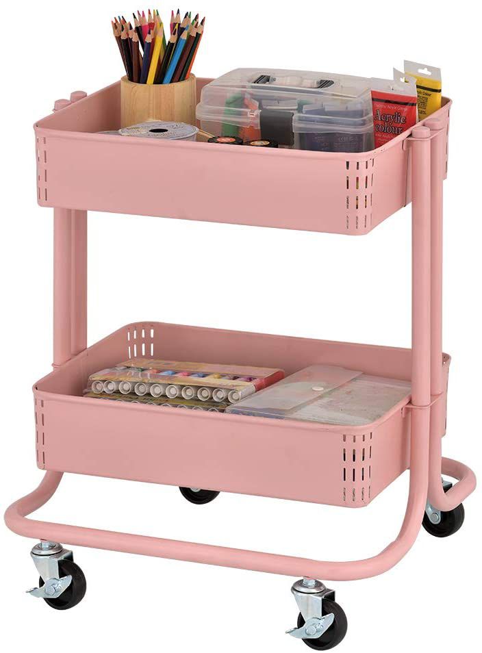 Two-Tier Metal Rolling Utility Cart