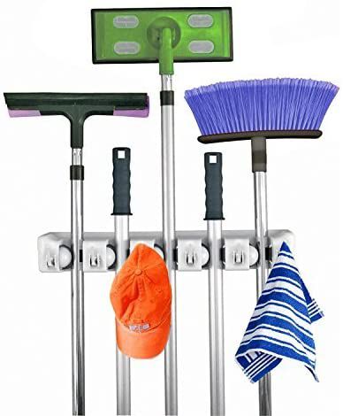 Home-It Mop and Broom Holder holing brooms