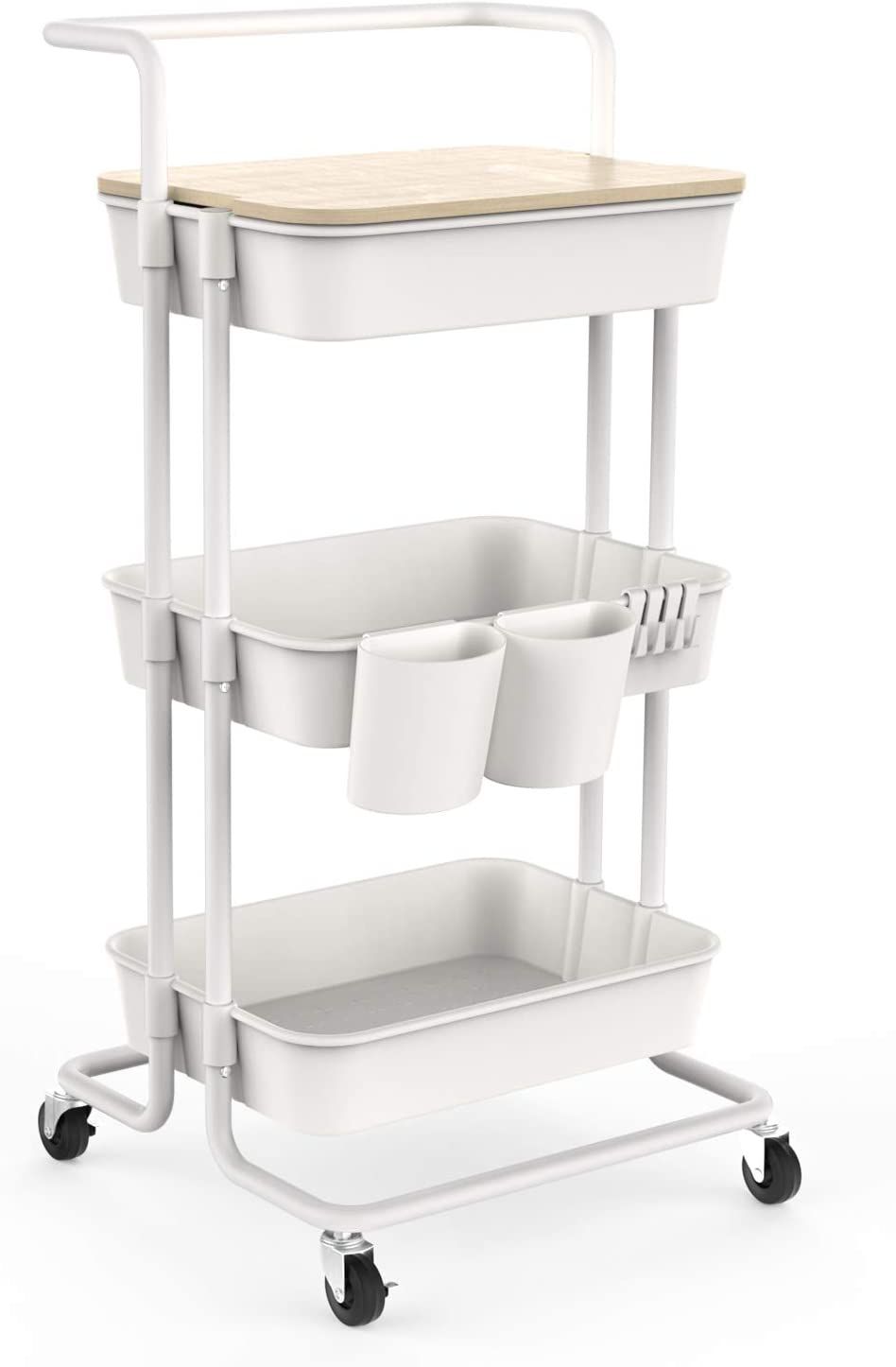 Empty White DTK 3-Tier Utility Rolling Cart