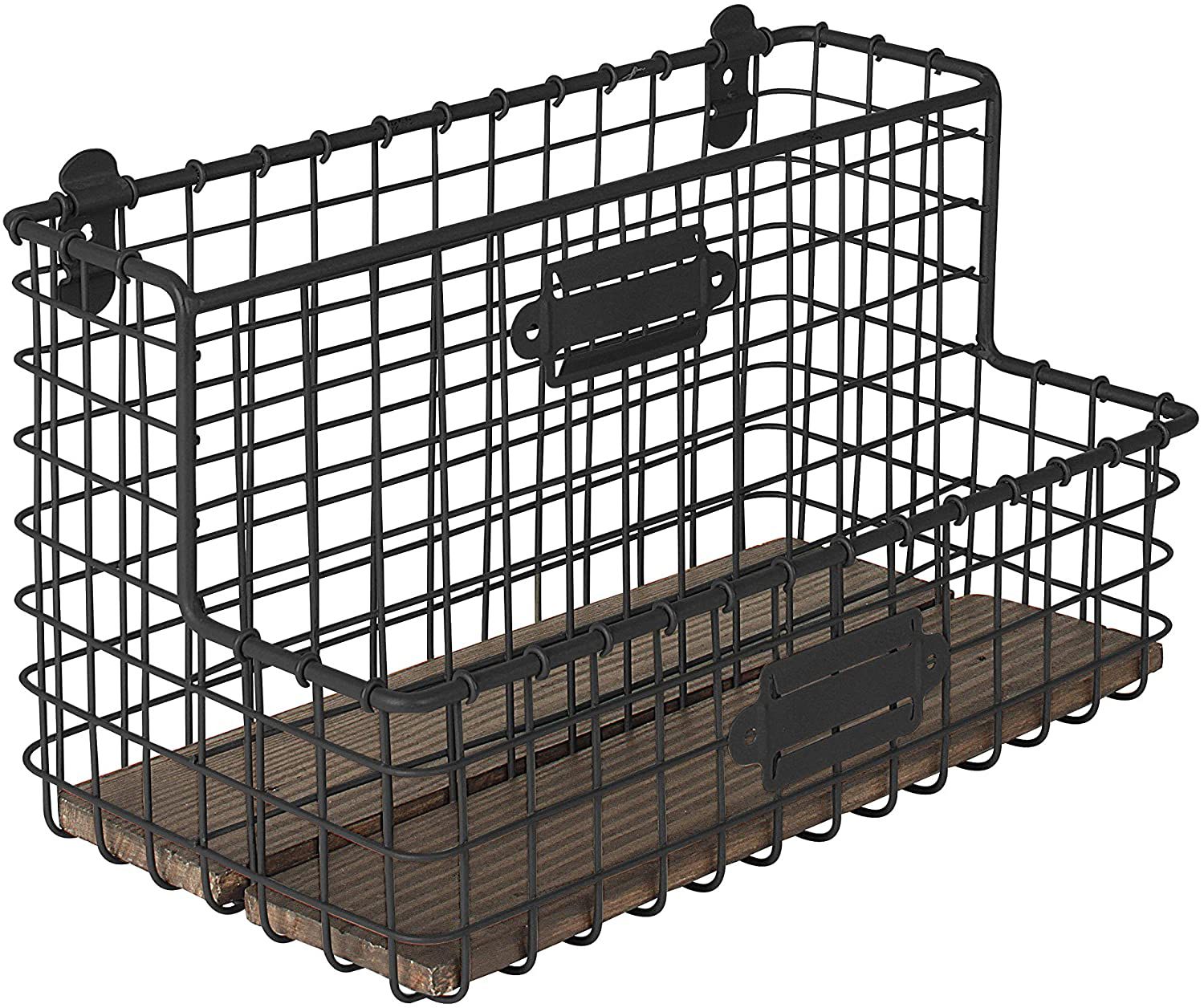 Spectrum Diversified File and Letter Holder- black wire-like metal basket with two sections