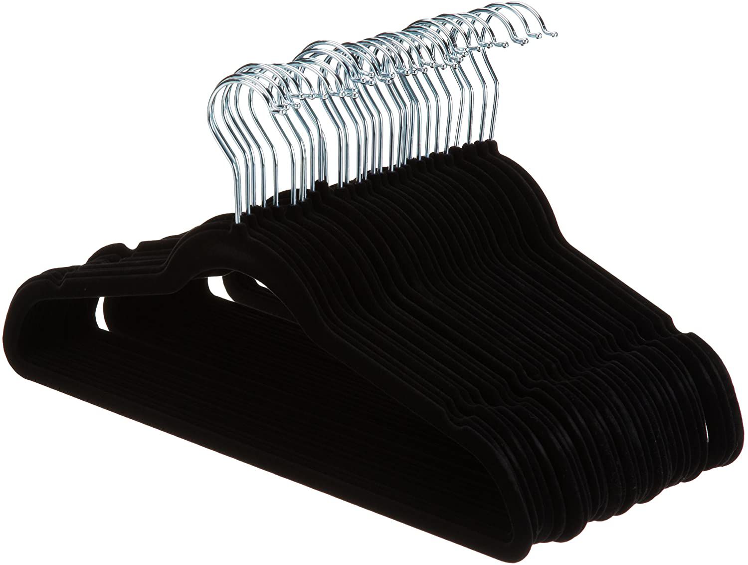 Pack of black AmazonBasics Velvet Hangers