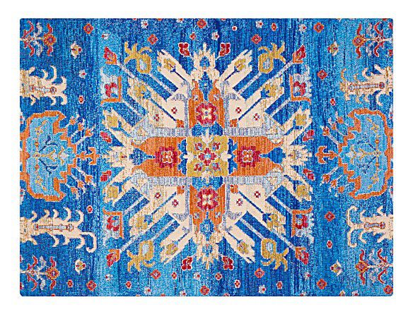 Las Cruces Blue and Orange Rug'd Chair Mat