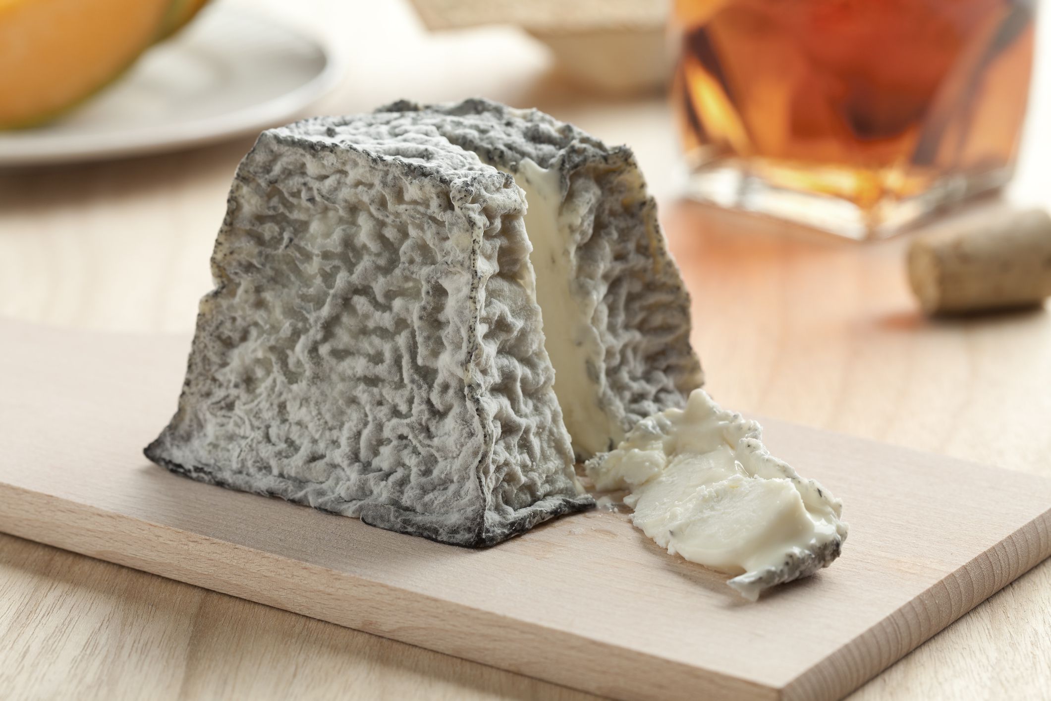 Fresh Valencay cheese and a slice