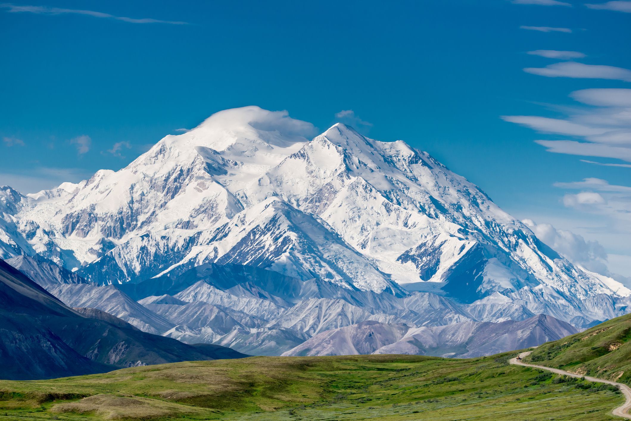 The highest mountain in North America. We are lucky to have a good weather to take pictures (the 30% club, lol). It is taken in Denali National Park and Preserve.