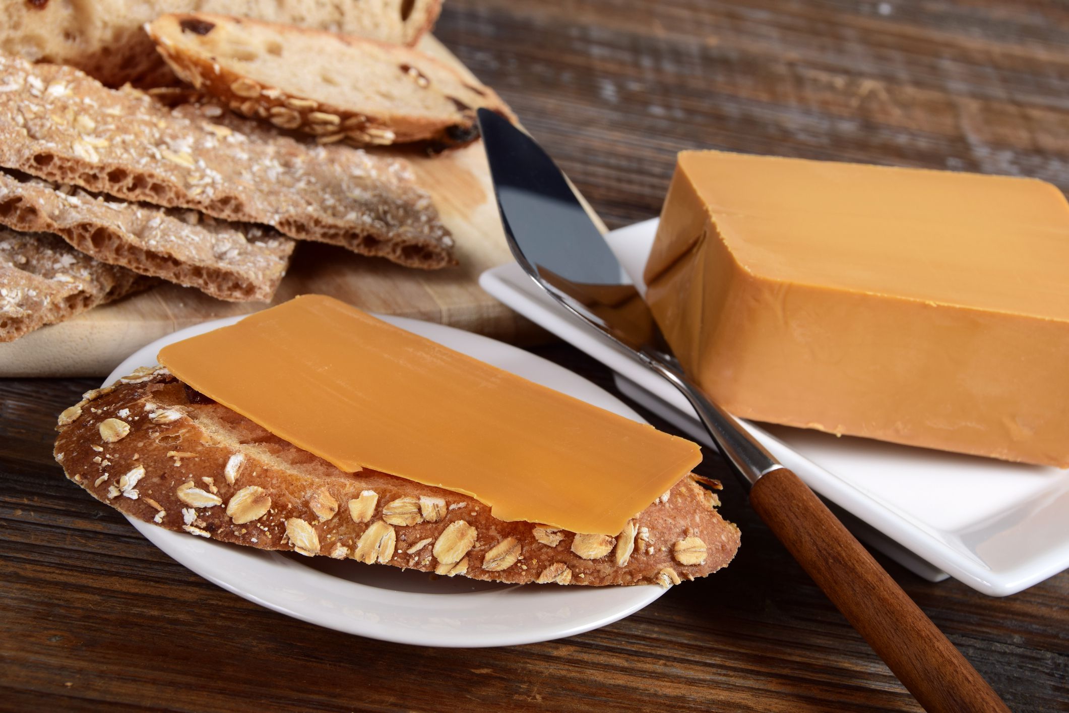 Traditional Norwegian brown cheese made from whey, called Brunost or Gjetost.