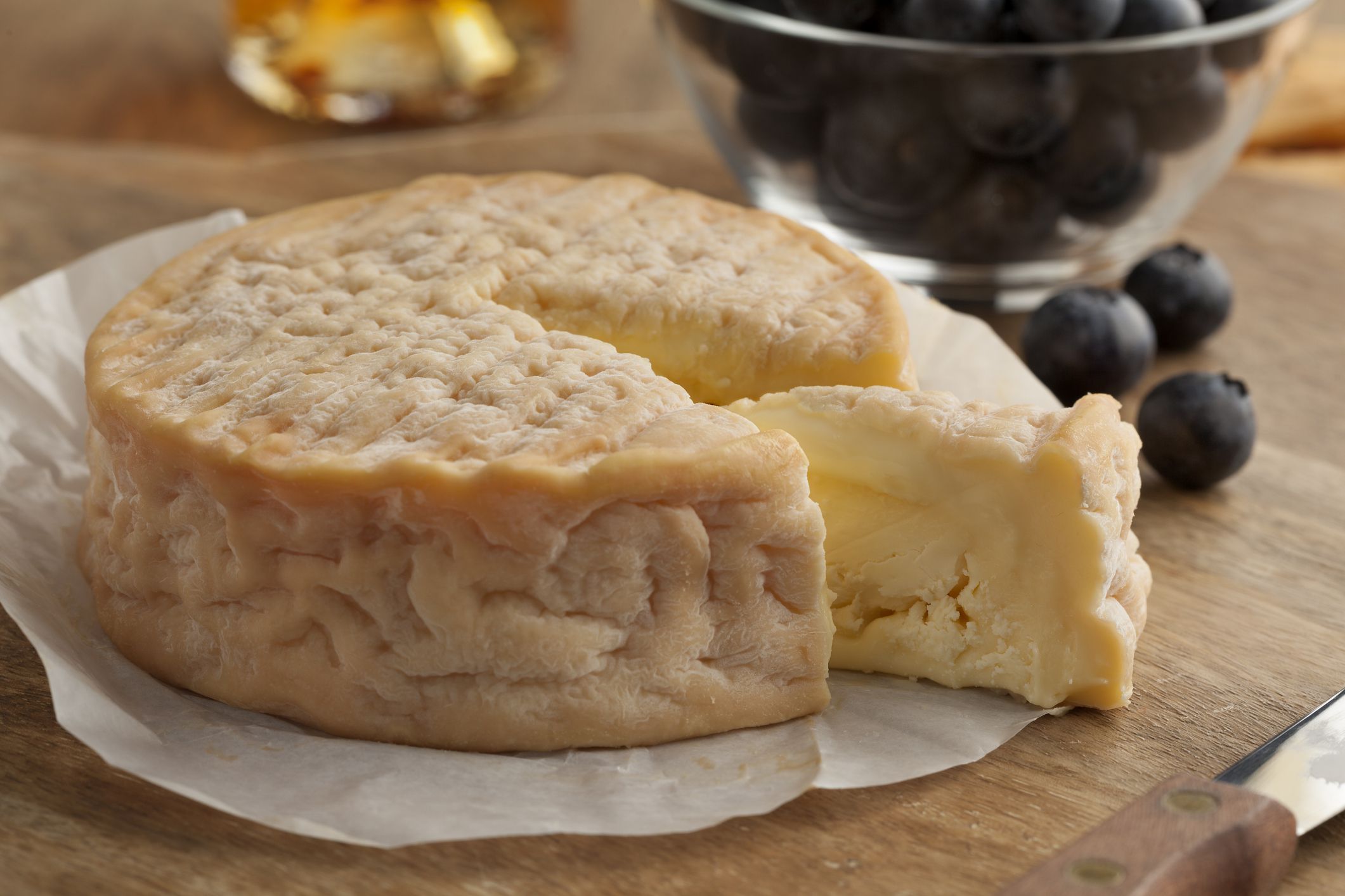 Creamy ripe Epoisses cheese close up